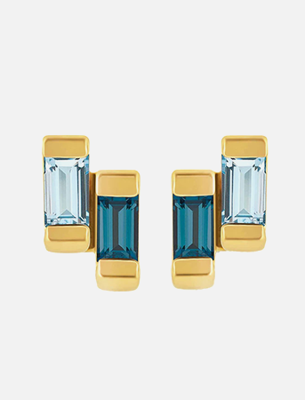 Gold Anais Studs Blue London 18ct Gold Front View