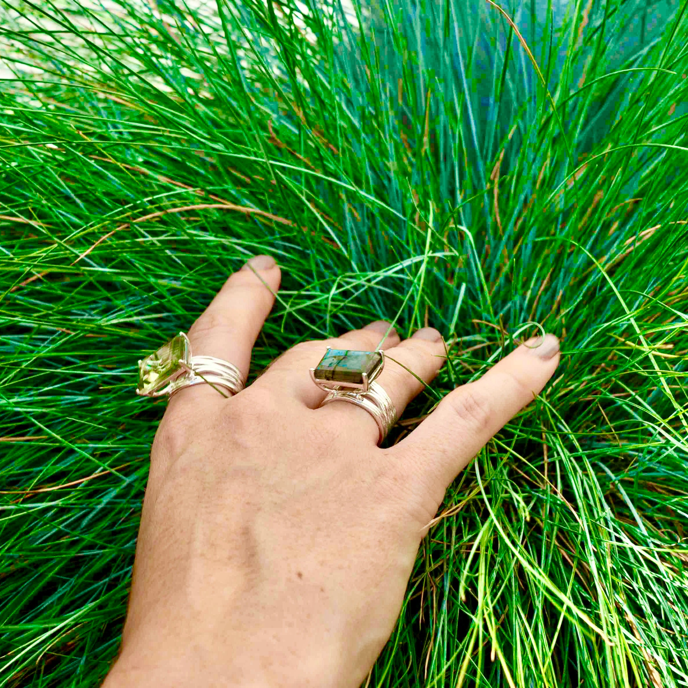 Sterling Silver Green Amethyst Gemstone Ring Pietra