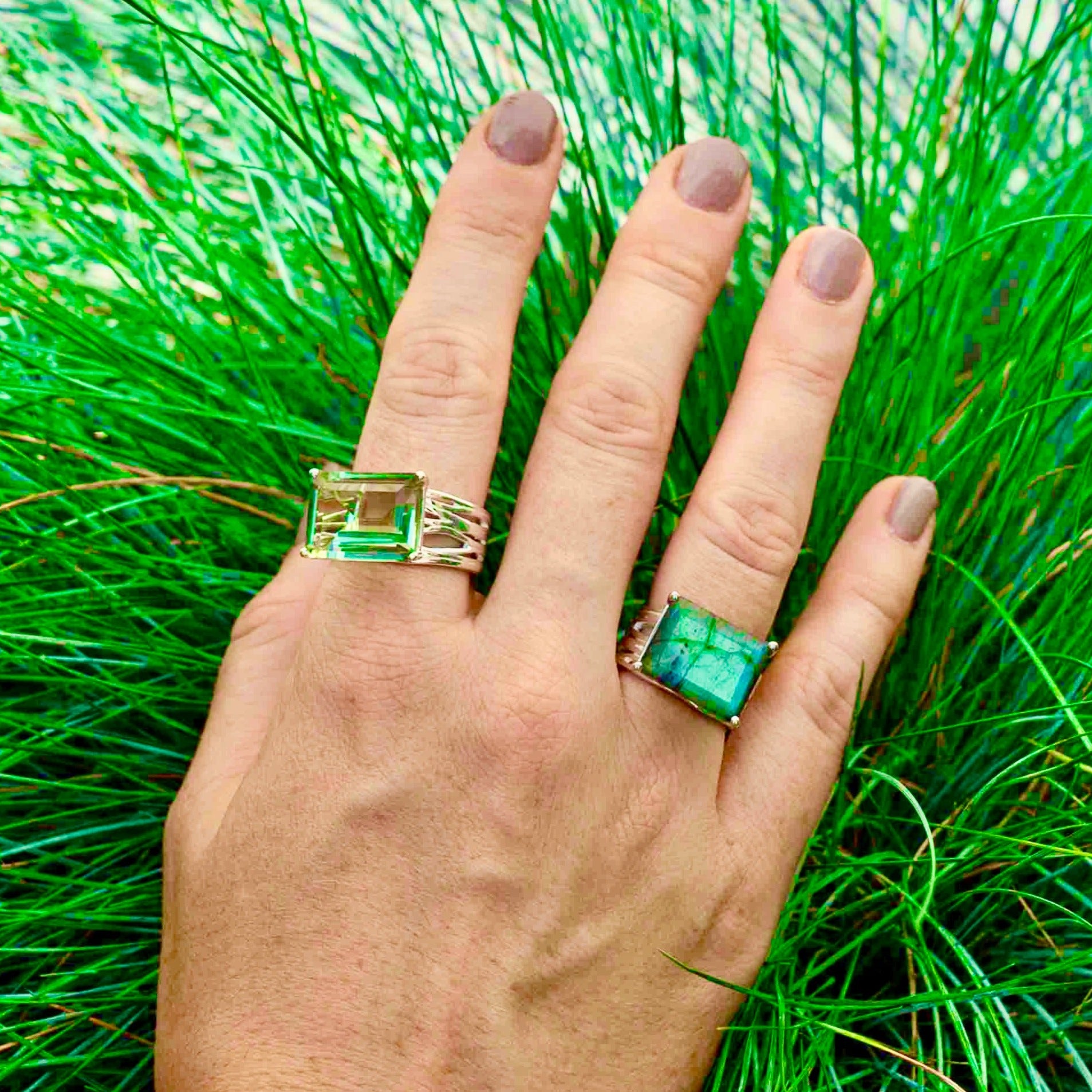 Sterling Silver Pietra Green Amethyst Cocktail Ring
