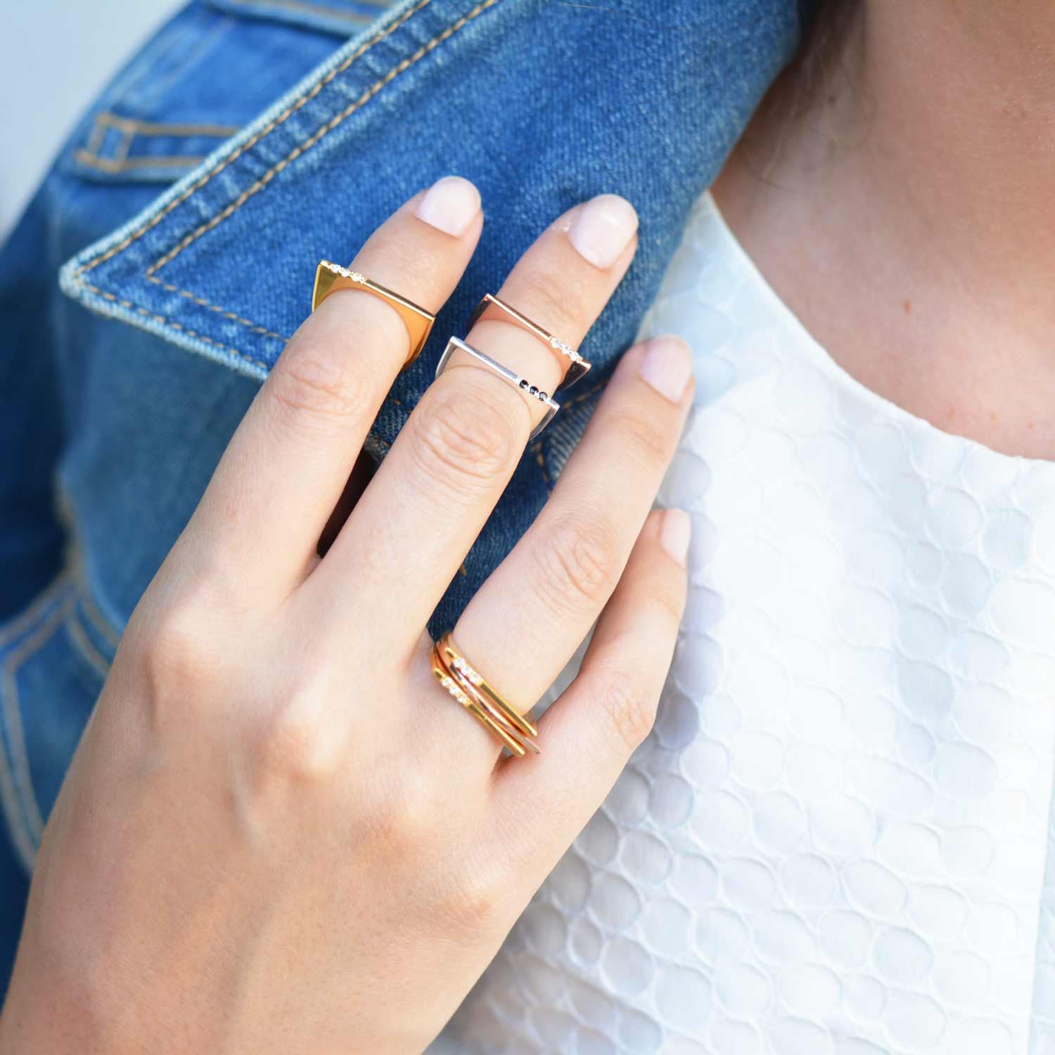 Minerva Gold Bar Stacking Ring