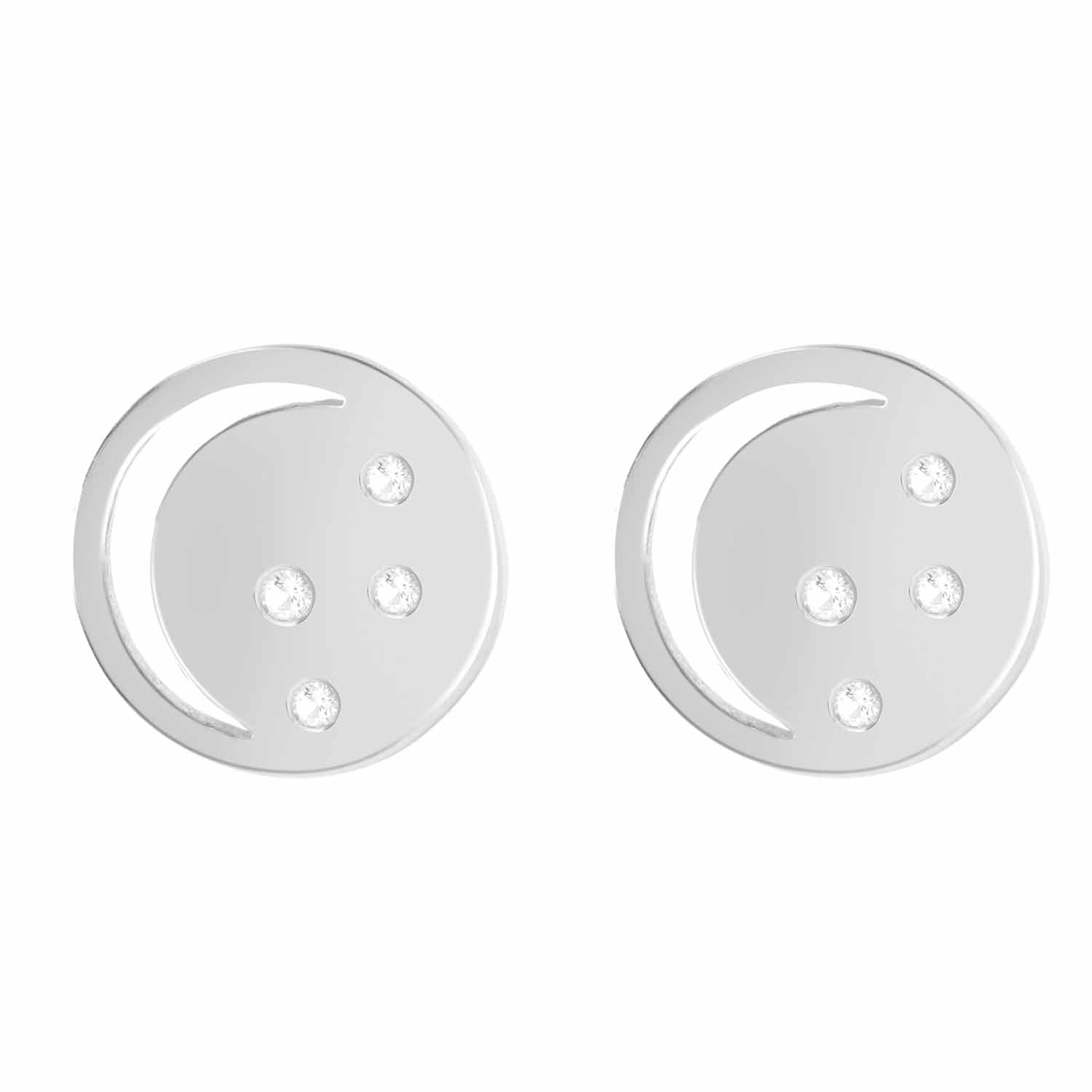 Silver eclipse studs, white topaz, geometric, unique British design