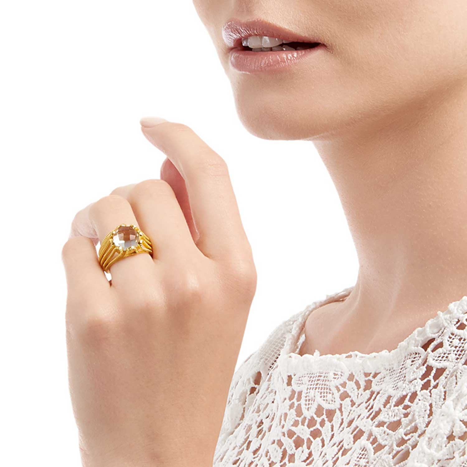 18ct Gold Vermeil Green Amethyst Gold Ring Green Amethyst Alessia White Gemstone