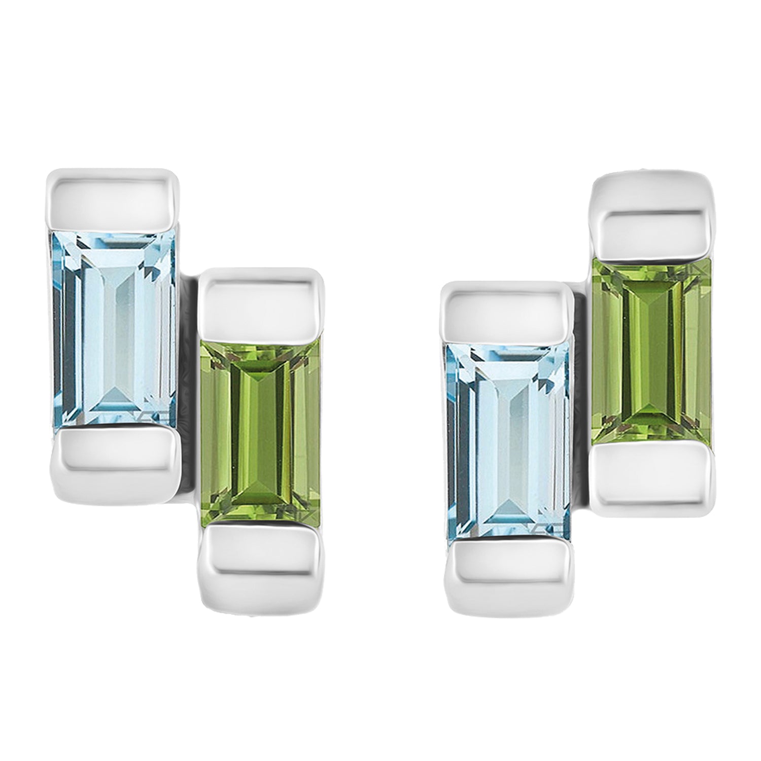 Silver Studs Blue Topaz And Peridot Anais, Silver Studs & Cuffs, Studs Earrings & Ear cuffs