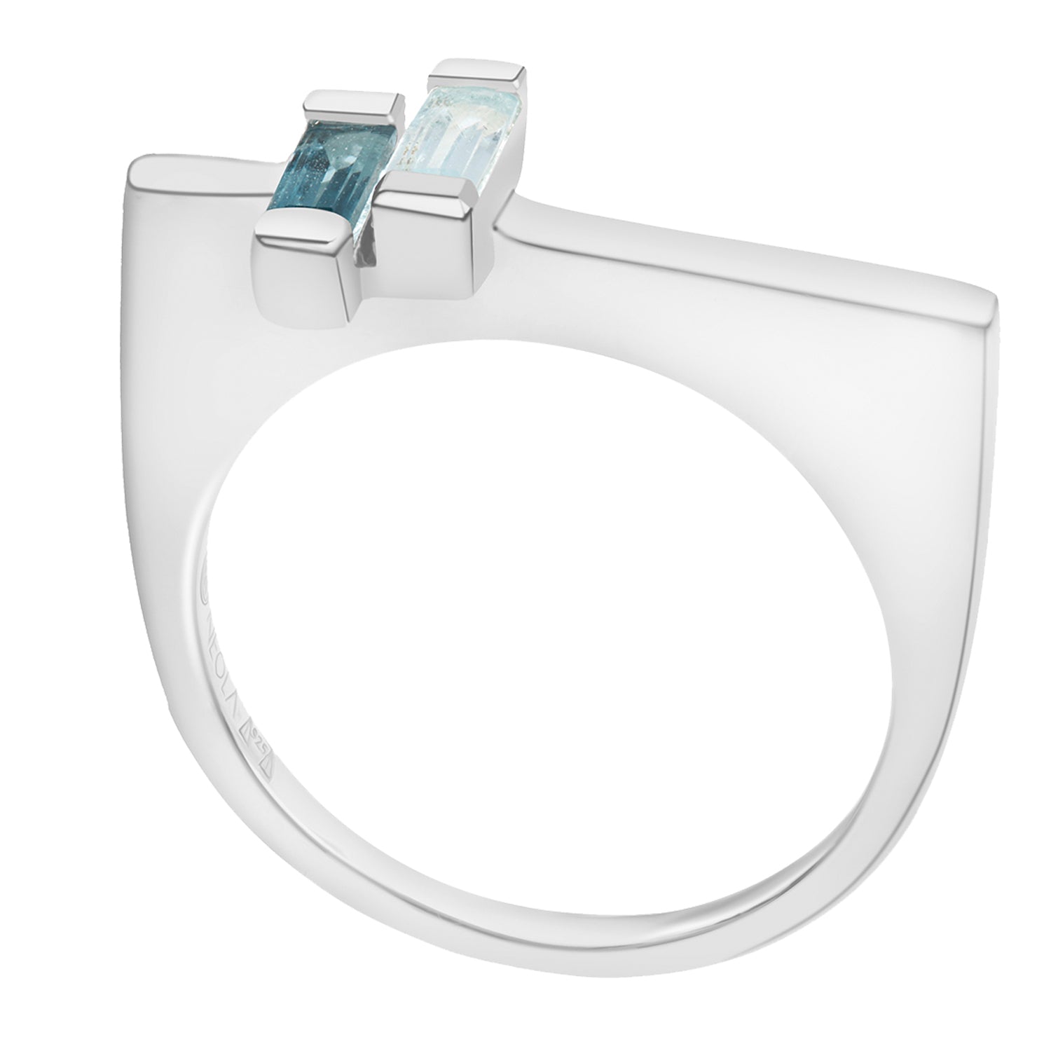 sterling silver anais ring with london and blue topaz. Fine British jewellery ethically handmade