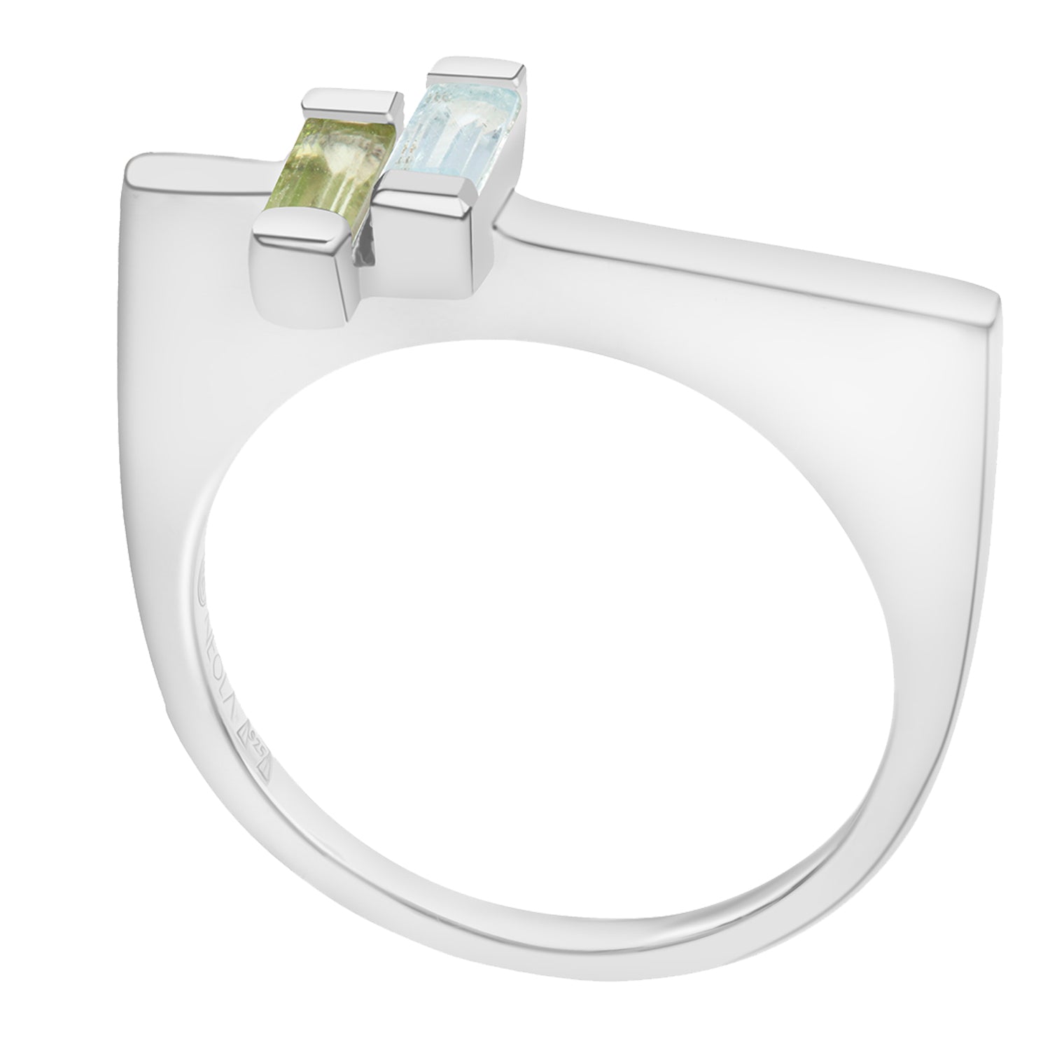 sterling silver anais ring with peridot and blue topaz. Fine British jewellery ethically handmade