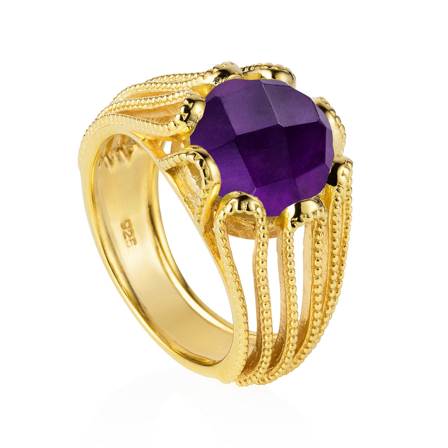 18ct Gold Vermeil Purple Amethyst Gold Ring Amethyst Alessia