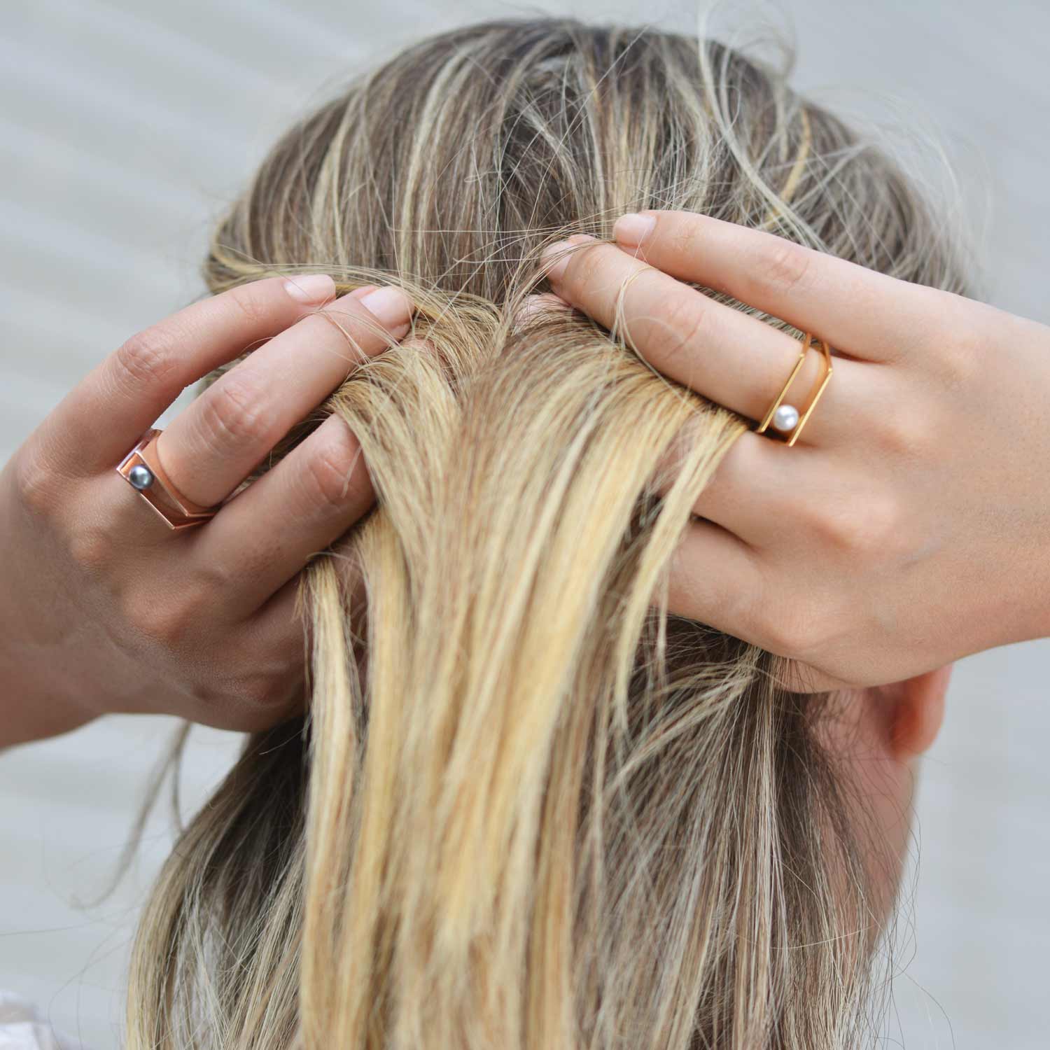 gold vermeil cocktail ring, white pearl, geometric, unique design