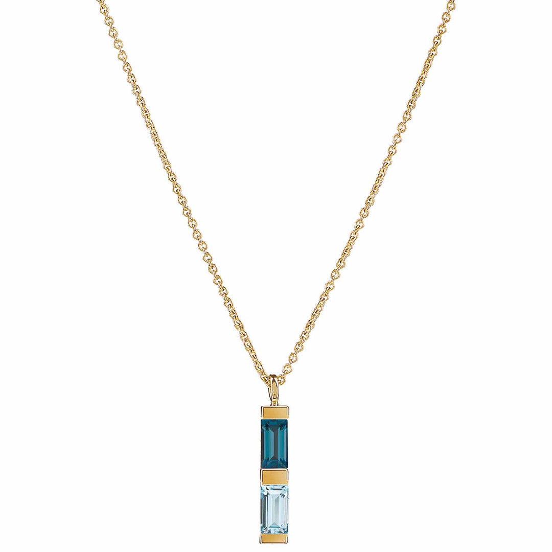 18ct gold vermeil set in sterling silver. Anais necklace with london and blue topaz. Fine British jewellery ethically handmade