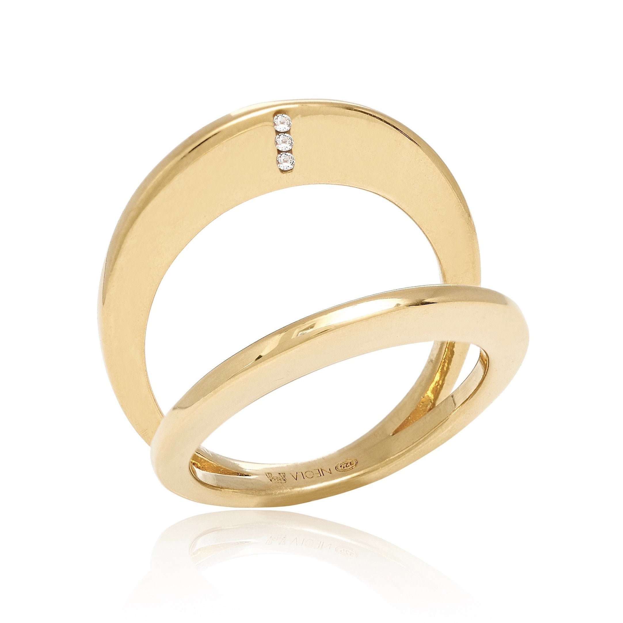 18ct Gold Vermeil White Topaz Gold Ring Duality