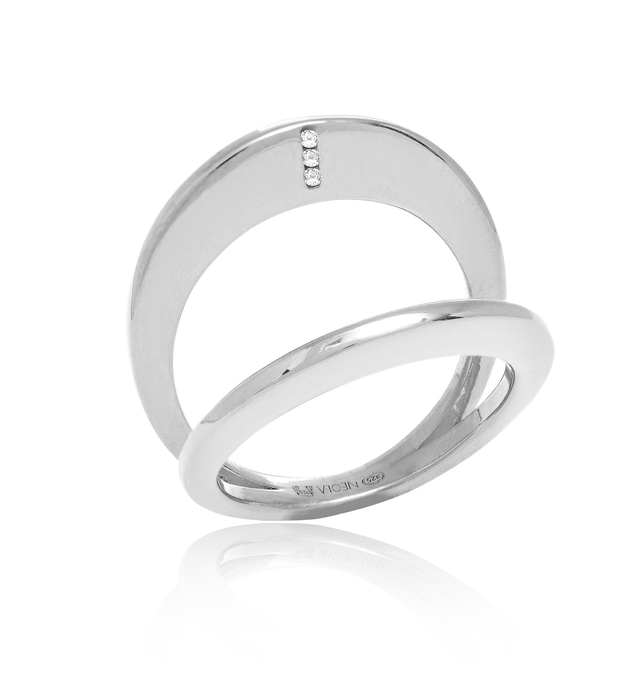 silver, pave, gemstones, white topaz, ring, neola design