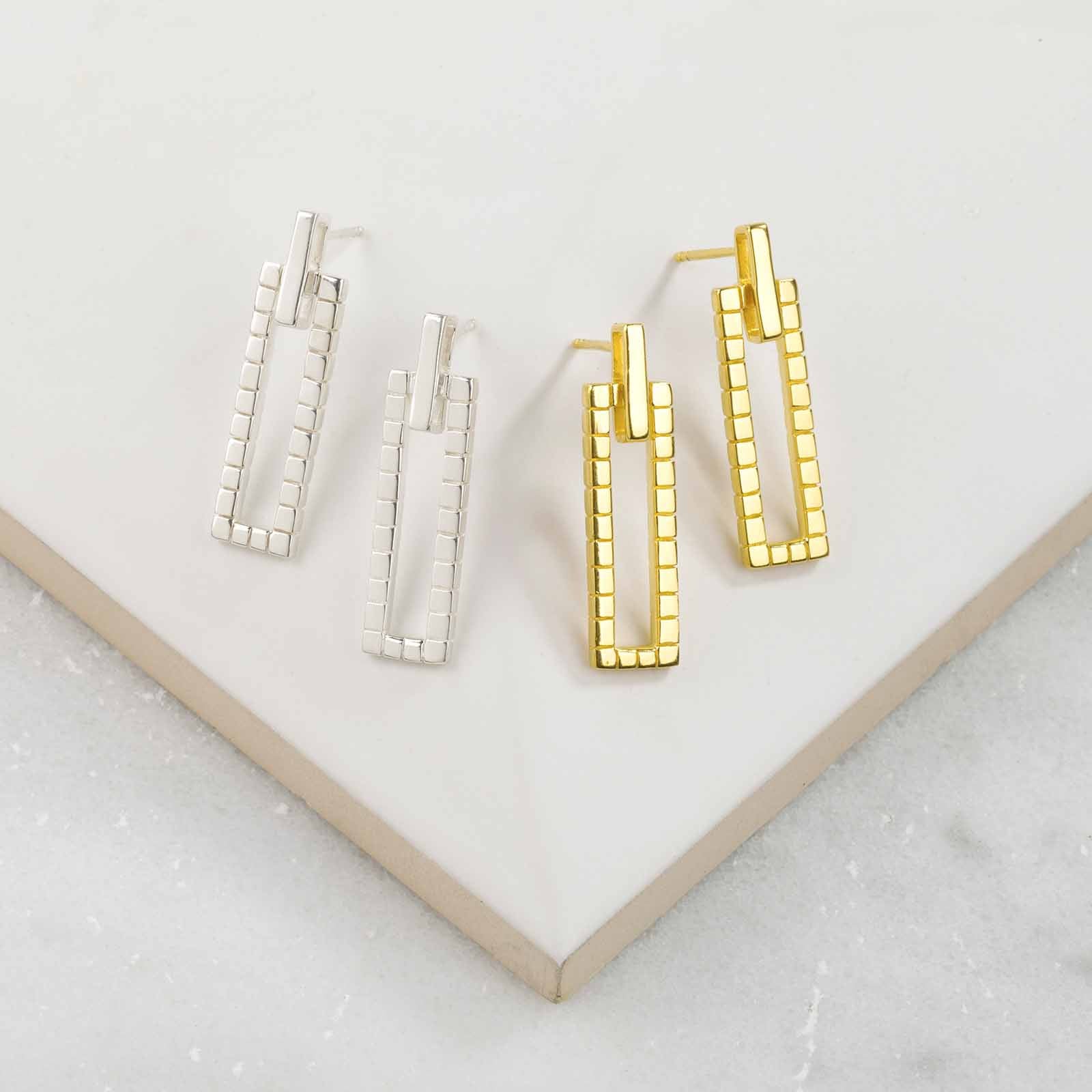 Sterling Silver Laura Shape Earrings