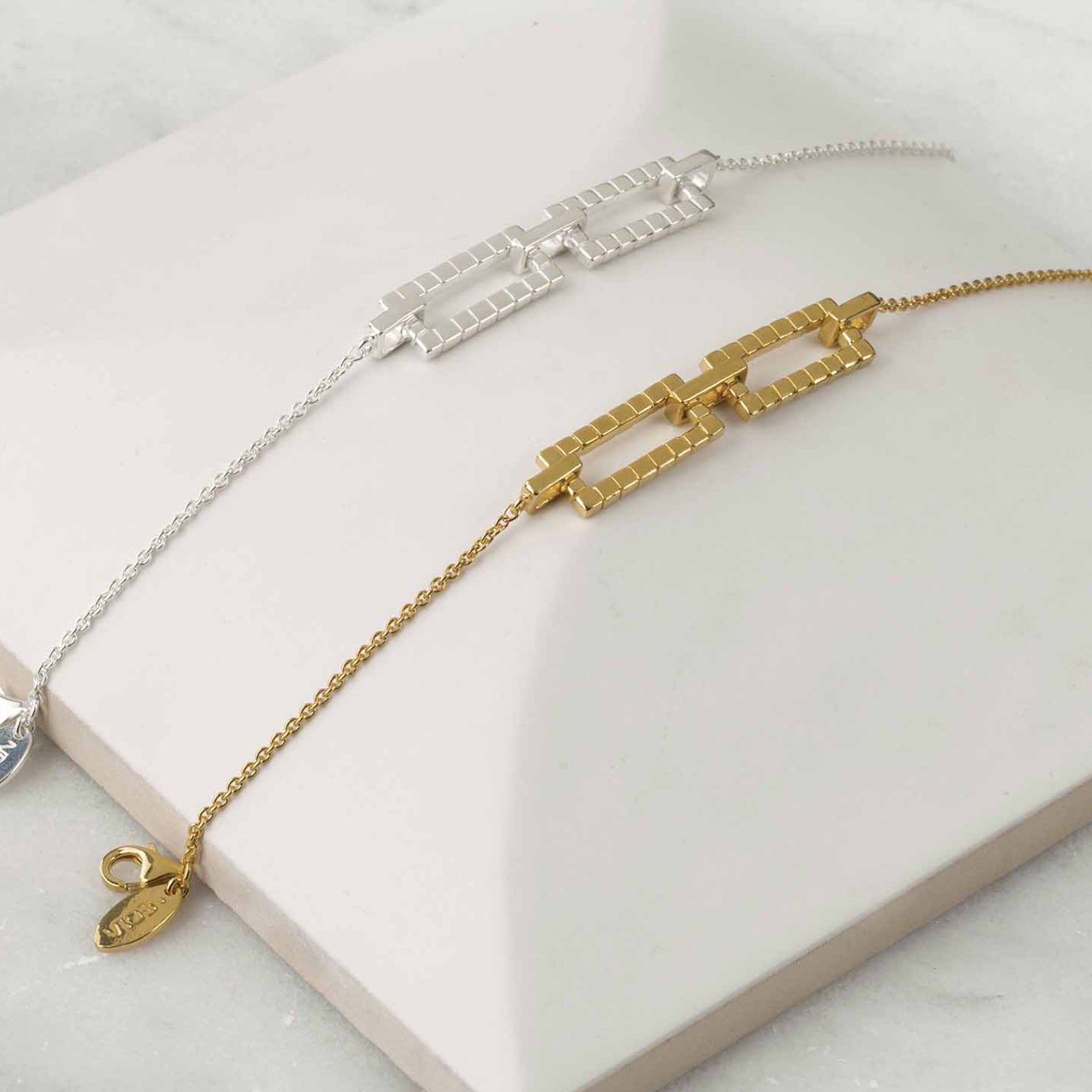 18K Vermeil Gold Laura Square Cube Bracelet