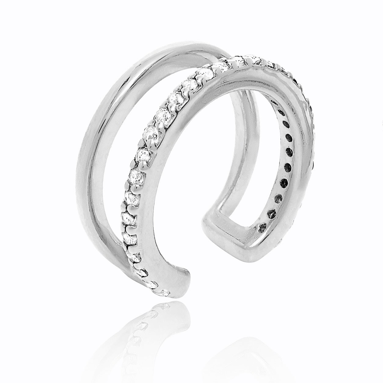 ear cuff silver white topaz handmade jewellery earring neola design