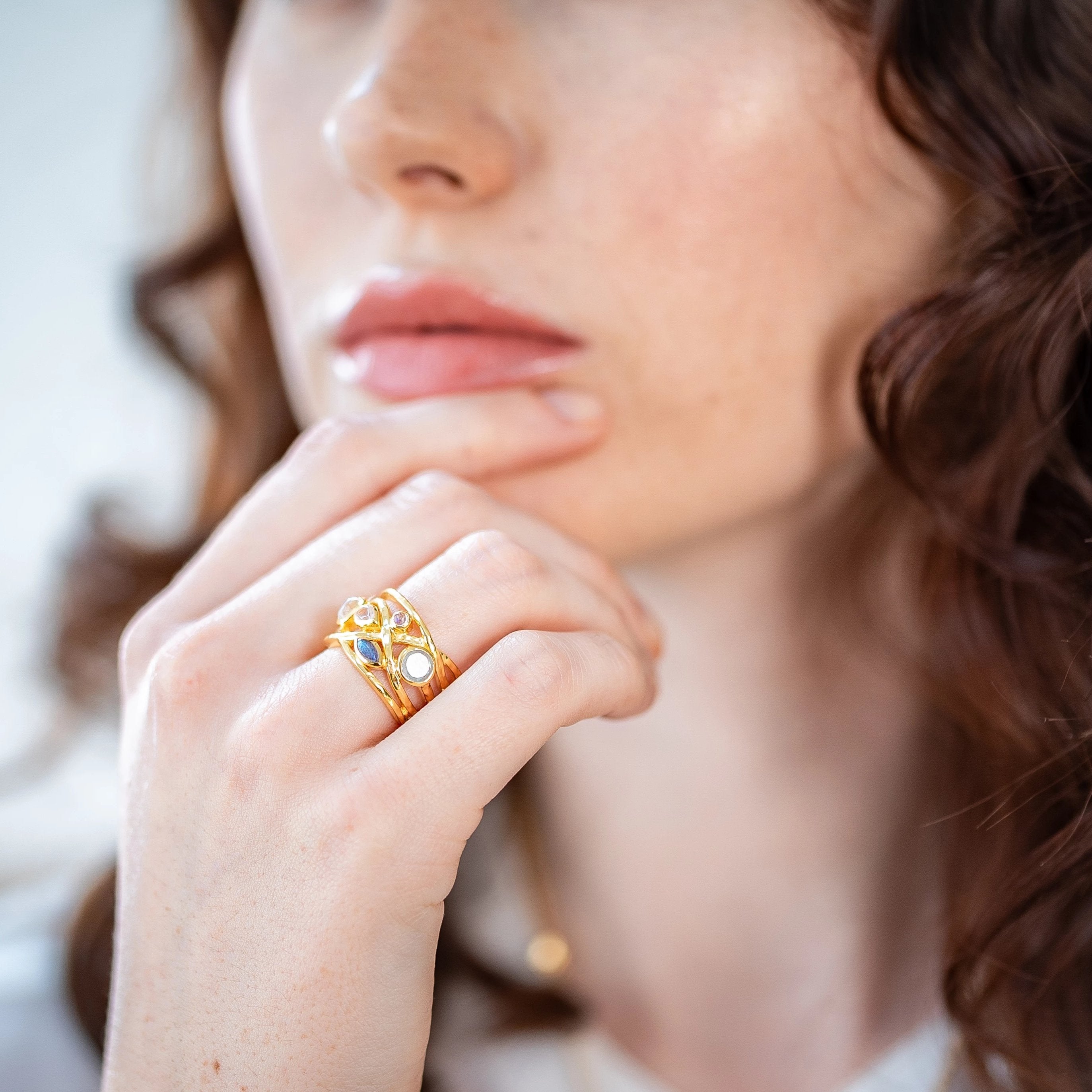 18K Gold Vermeil Blue Gemstone Liana Ring