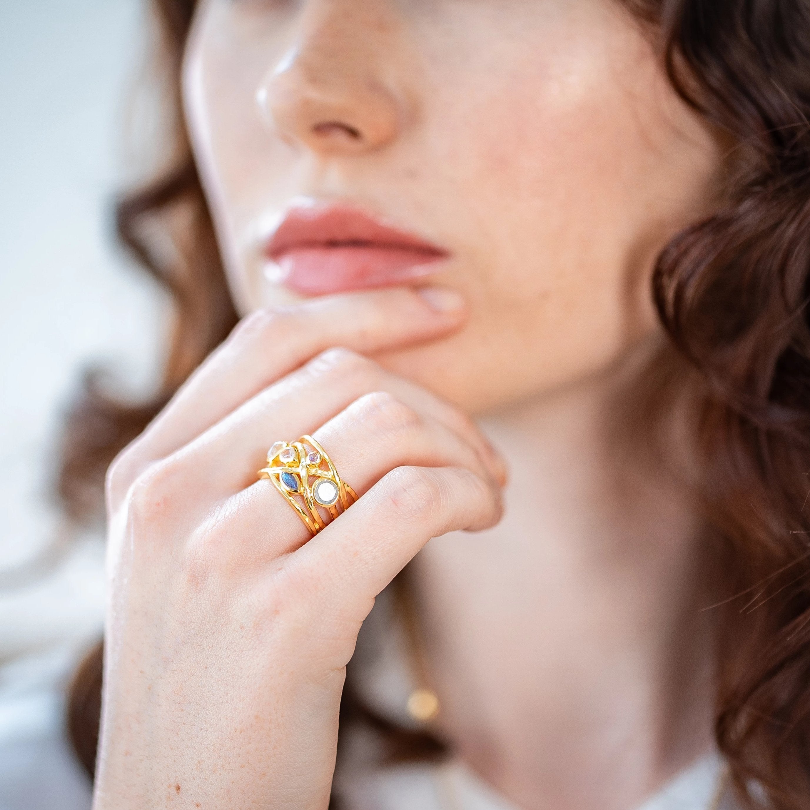 18ct Gold Vermeil Liana Pastel Gemstone Ring
