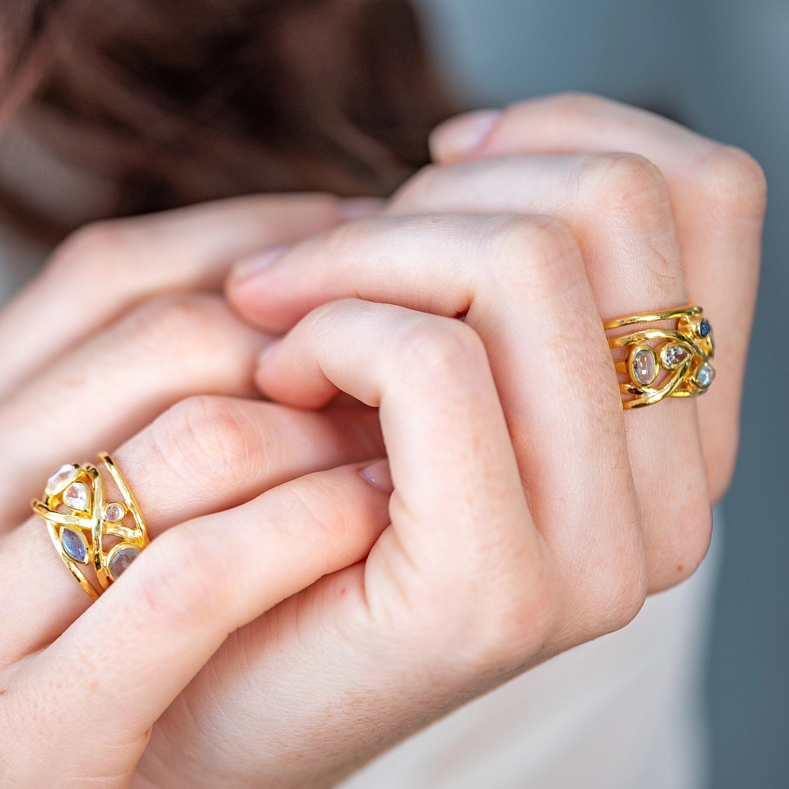 Gold Ring Blue Gemstones Liana 2