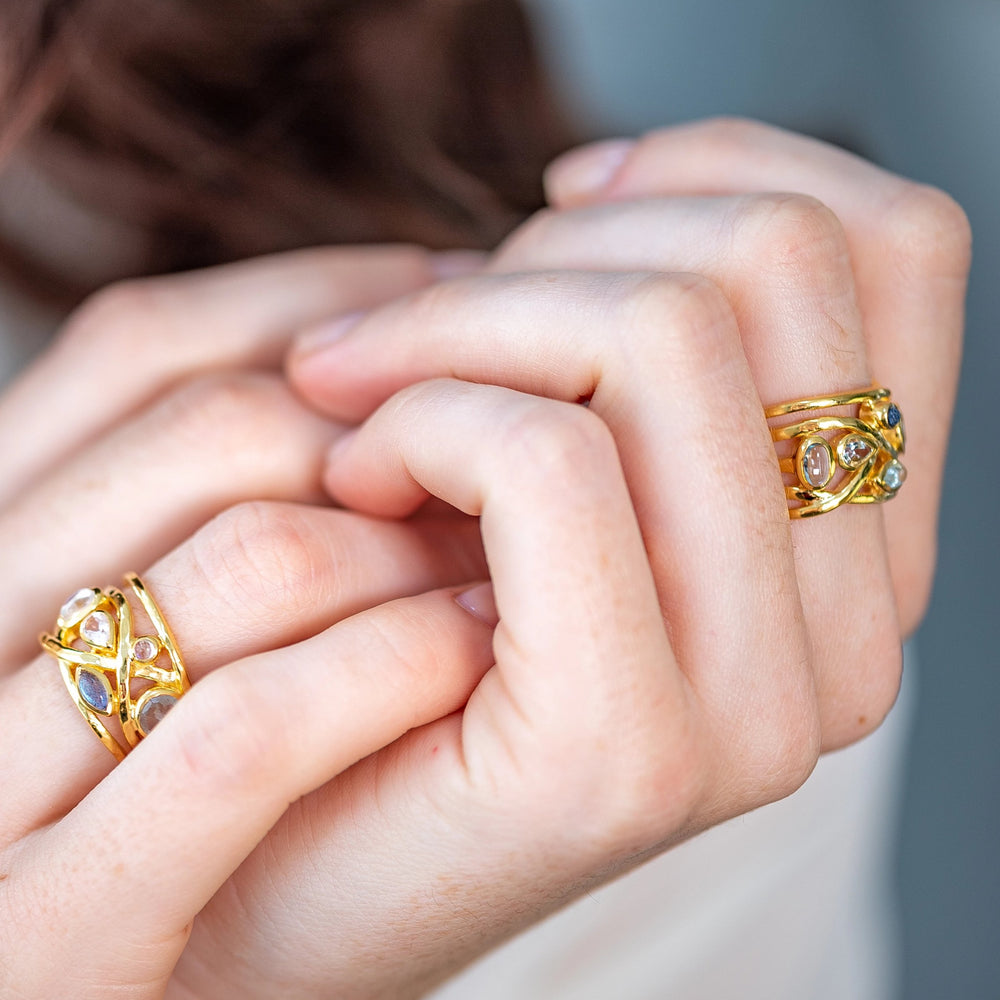 Gold Ring Blue Gemstones Liana 2