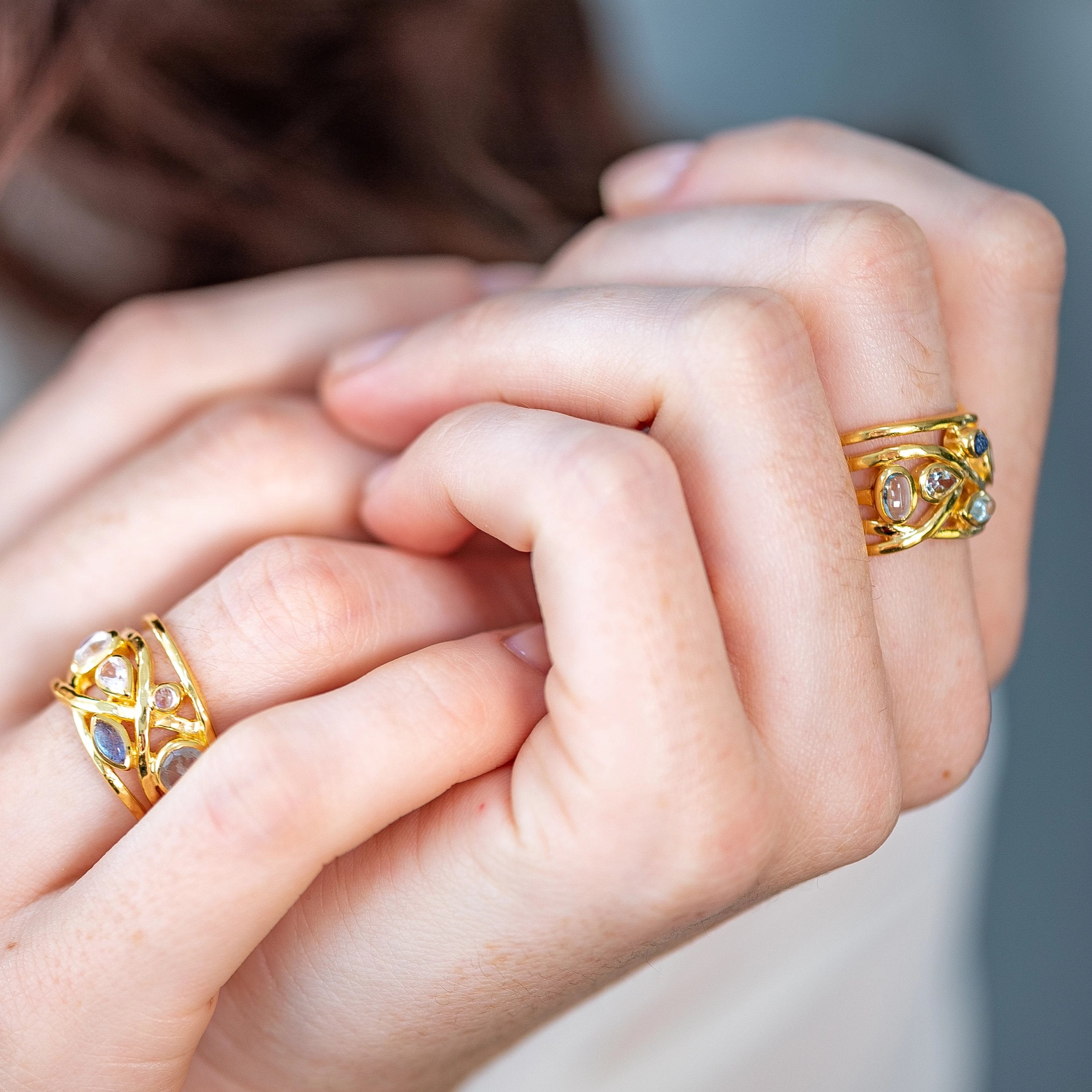 18ct Vermeil Gold Liana Ring Featuring Pastel Stones