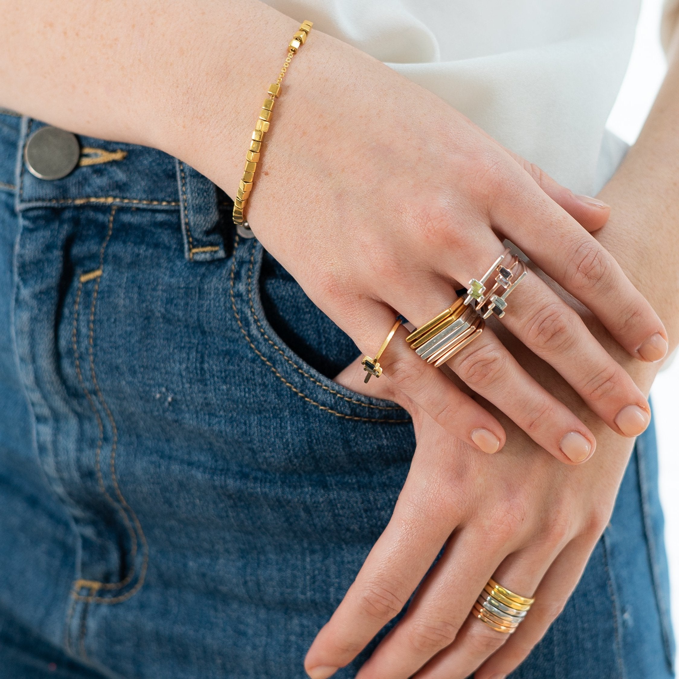 Rose Gold Blue Topaz Anais Gemstone Ring
