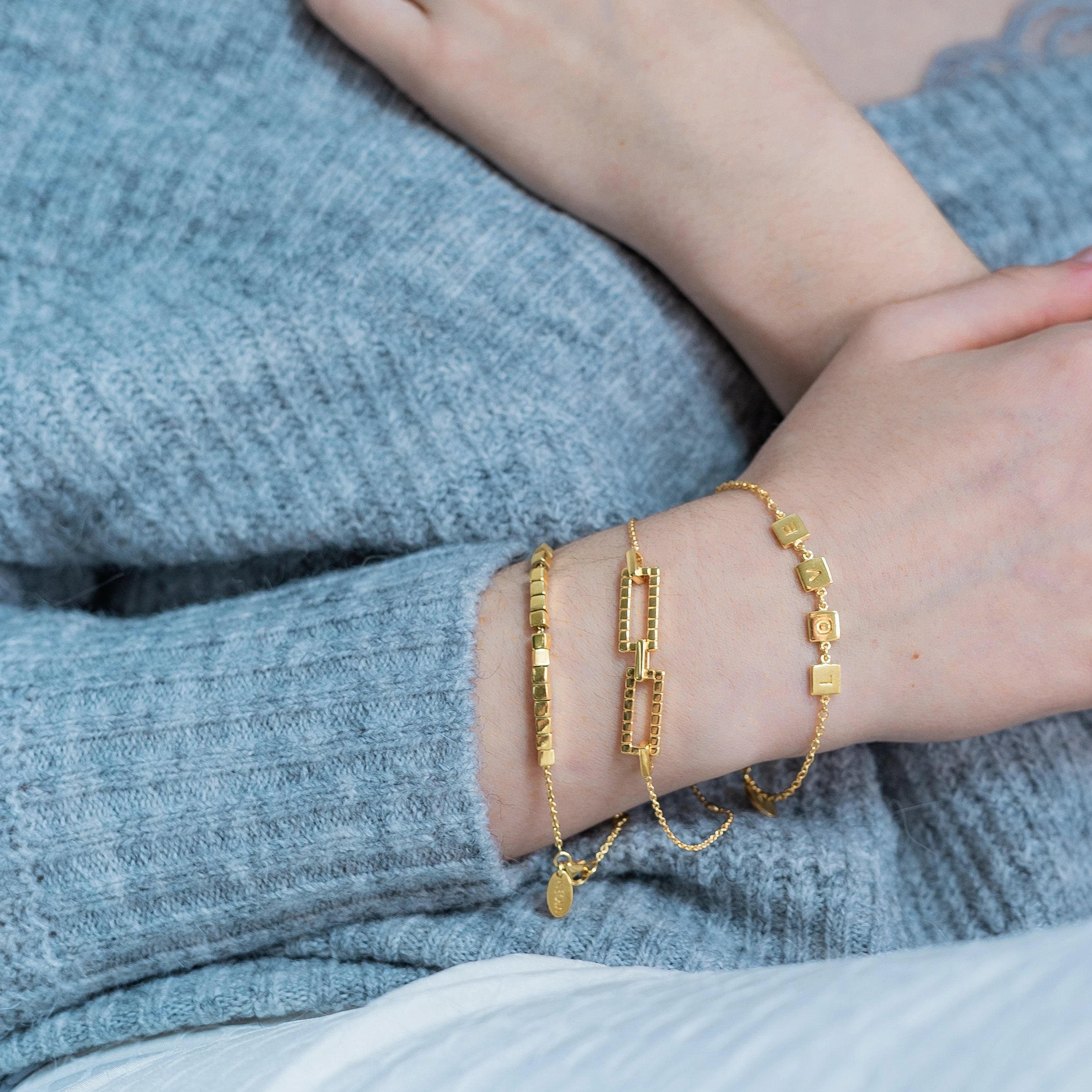 18K Gold Vermeil Laura Geometric Cube Bracelet
