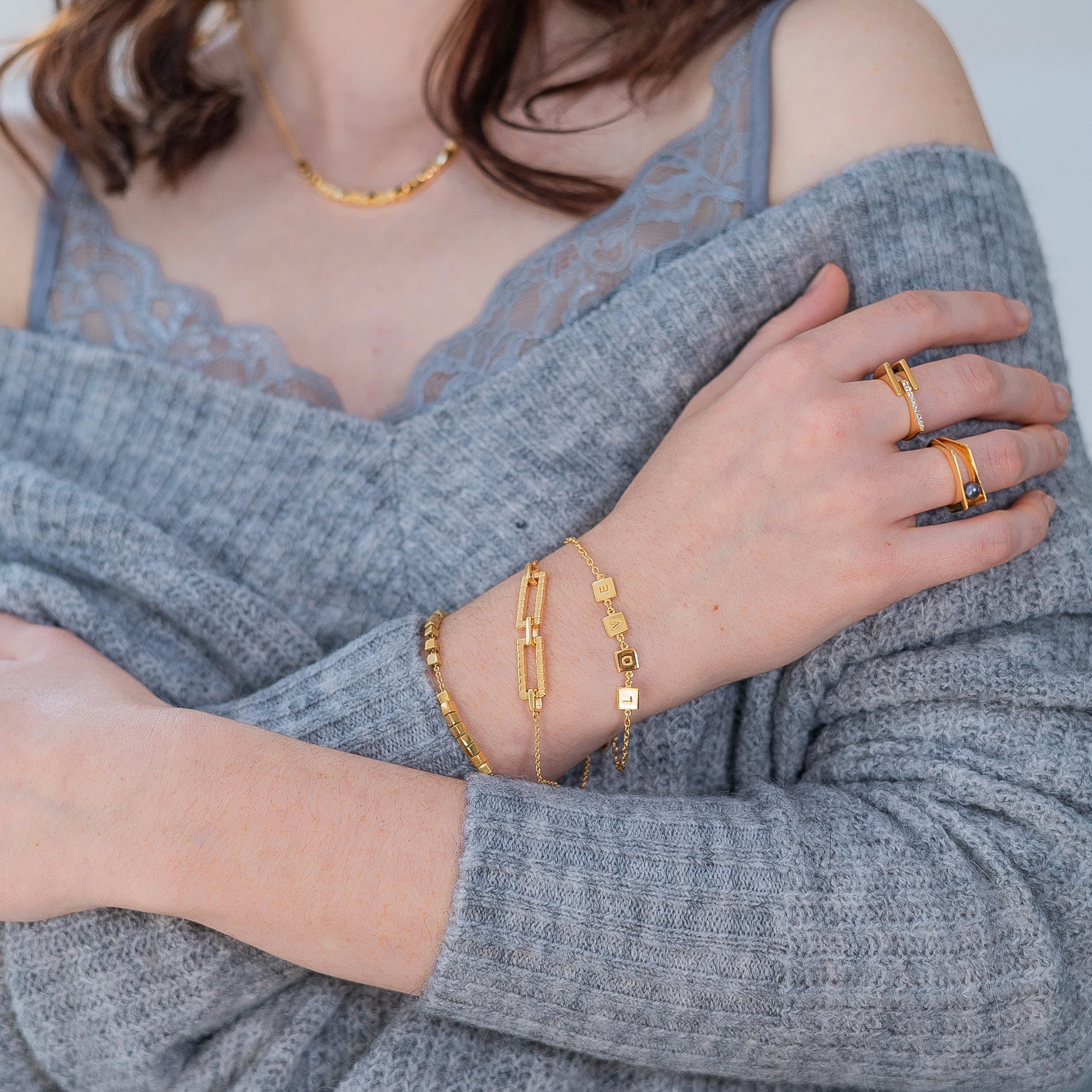 Gold Love Bracelets Front View