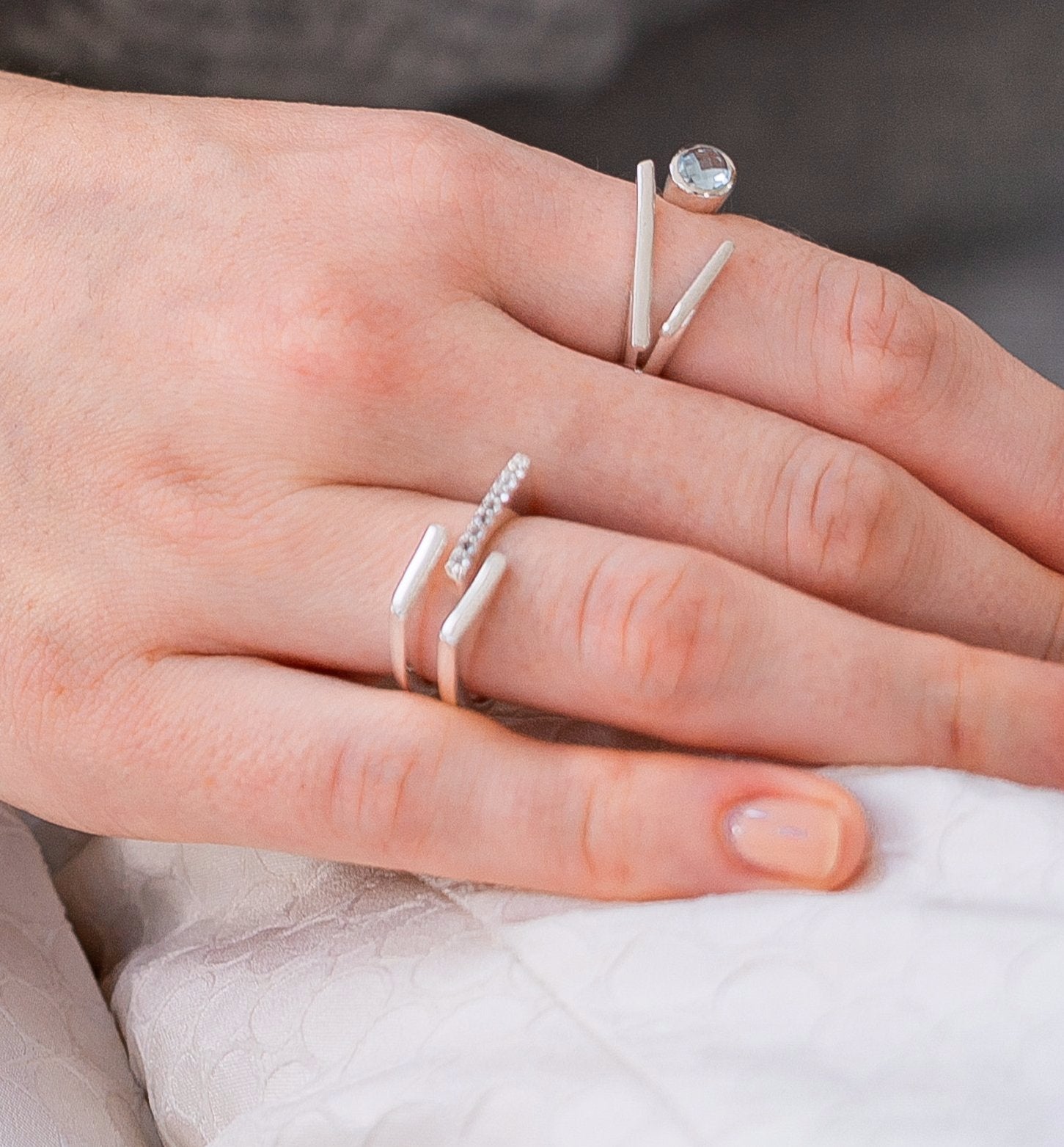 Silver White Topaz Ring Neringa, Sterling Silver Rings, Silver Sculptured Ring