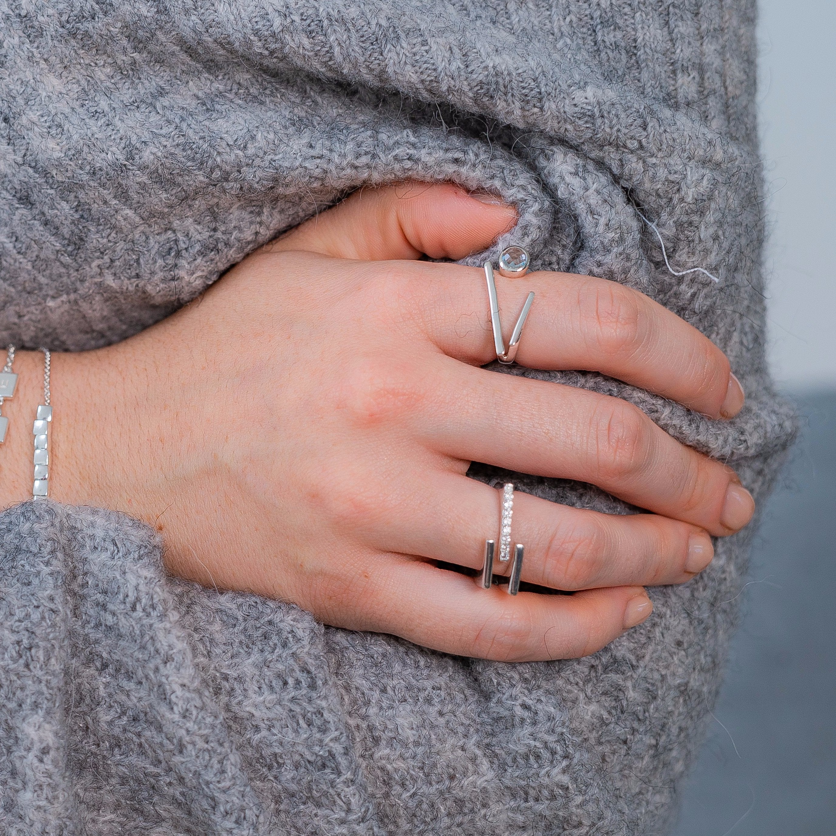 Silver Ring Roxanne, Minimalist Rings, Silver Sculptured Ring, Silver Sculptured Shapes Ring