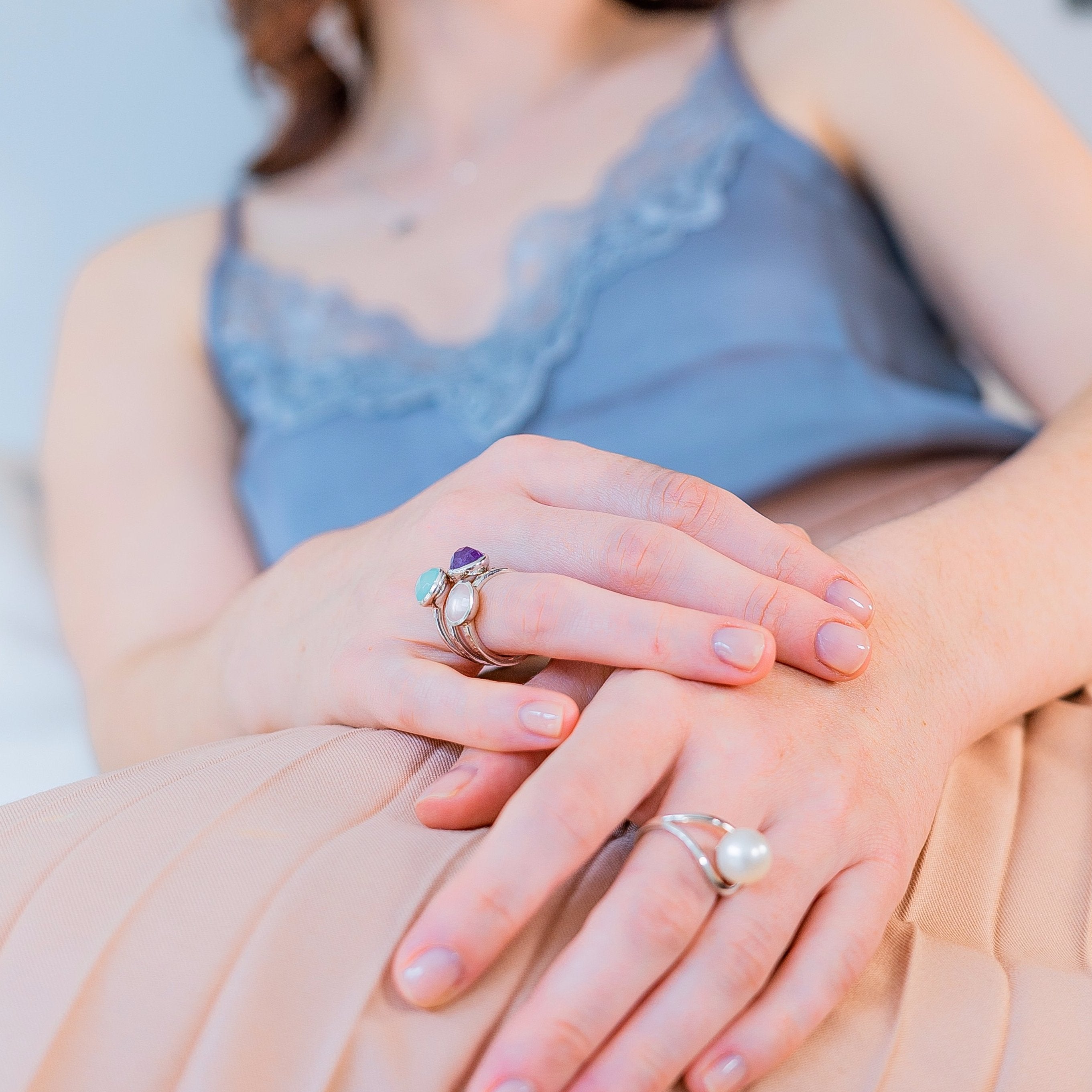 Silver Ring Moonstone Estella, Sterling Silver Jewellery, Sterling Silver Rings, Silver Stacking Rings