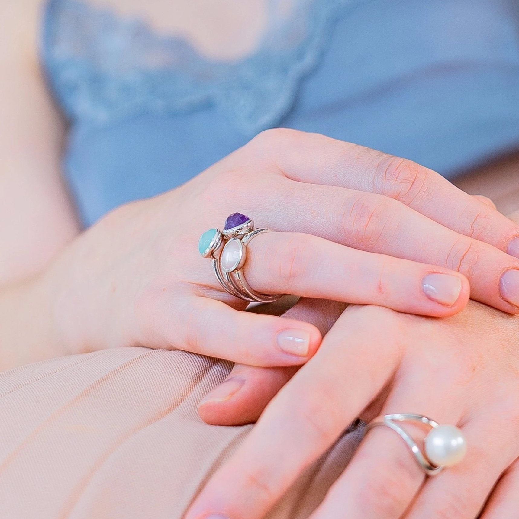 Sterling Silver Purple Amethyst Silver Ring Amethyst Estella, stacking ring