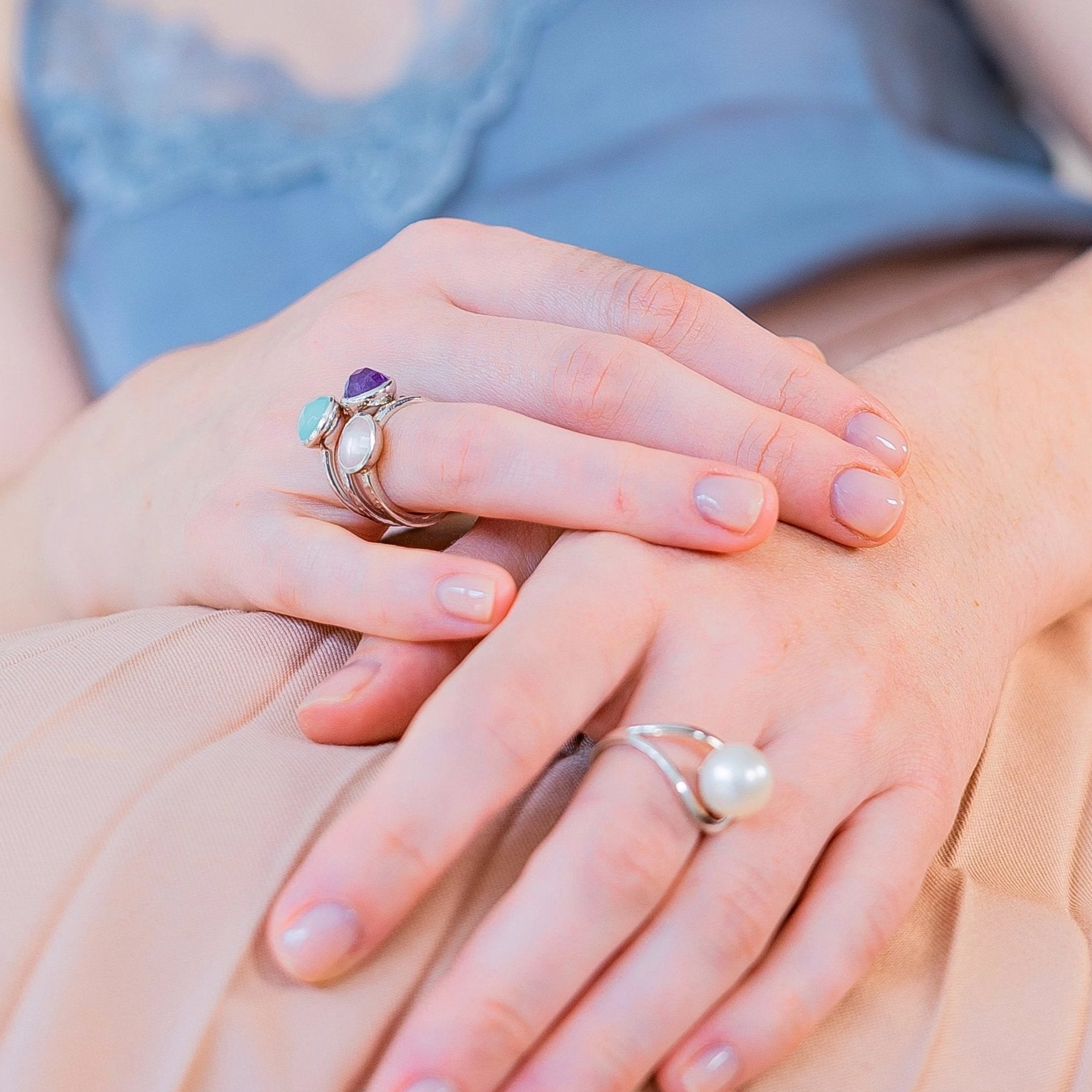 Silver White Pearl Aurea Ring, Sterling Silver Rings, Sterling Silver Jewellery
