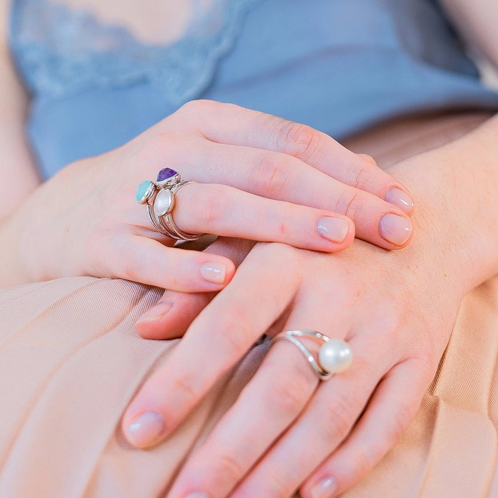 Silver White Pearl Aurea Ring, Sterling Silver Rings, Sterling Silver Jewellery