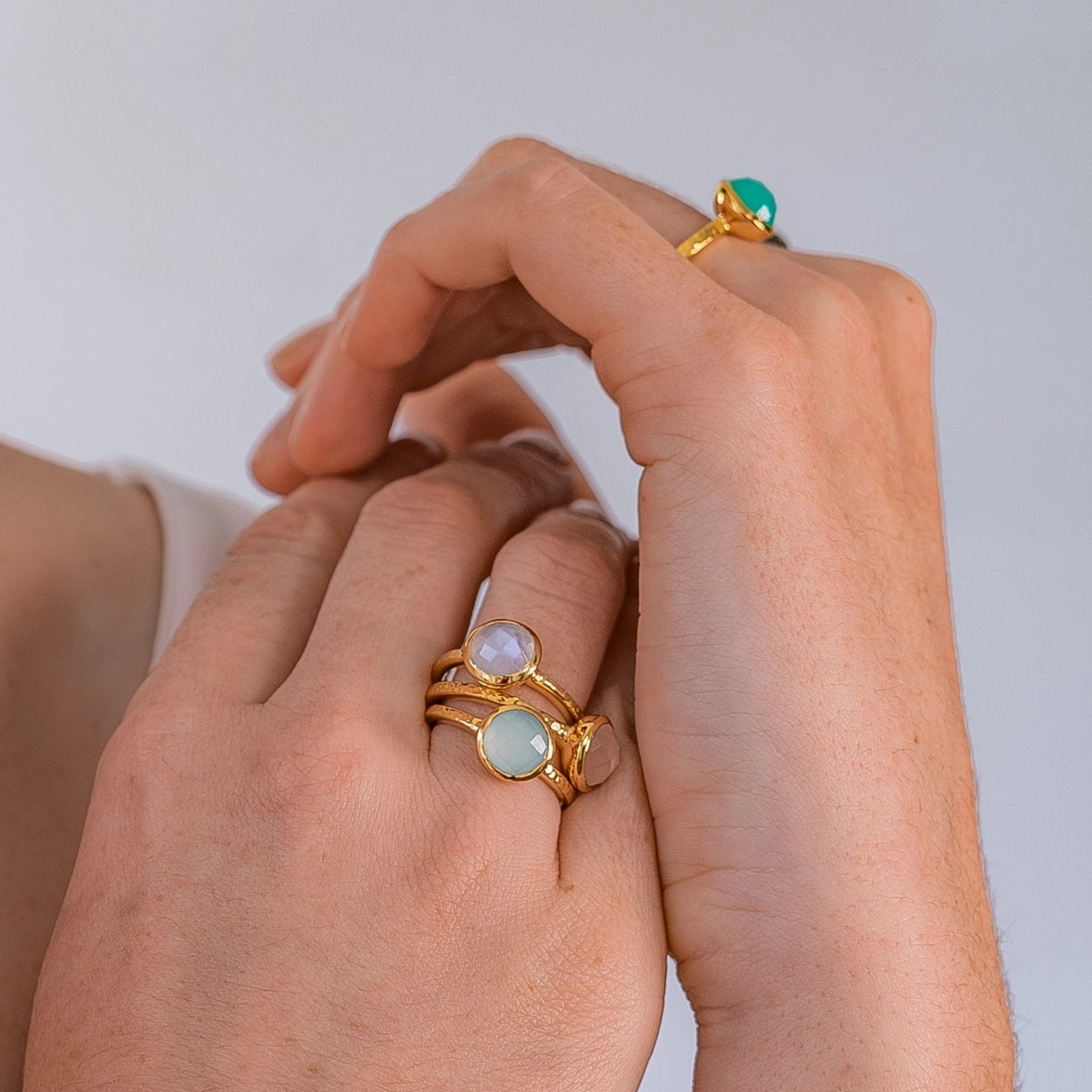 Estella Gold Stacking Ring 18ct Gold Vermeil Chrysoprase