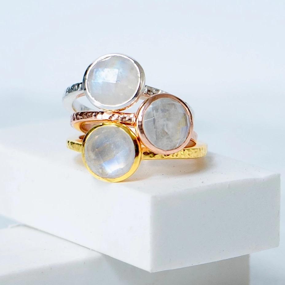 Estella Rose Gold Ring with Rainbow Moonstone