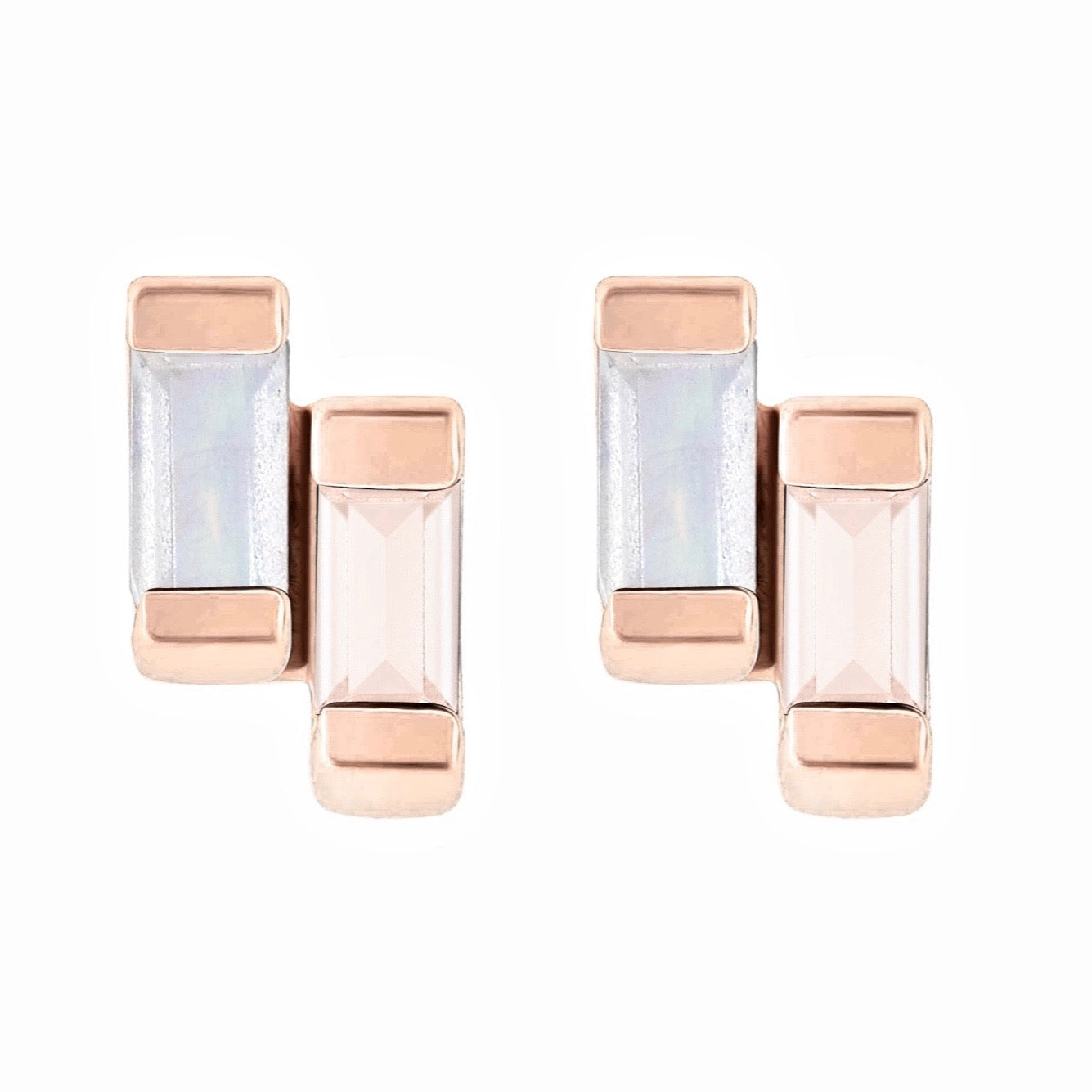 18ct Gold Vermeil Rose Gold Studs Rose Quartz Anais