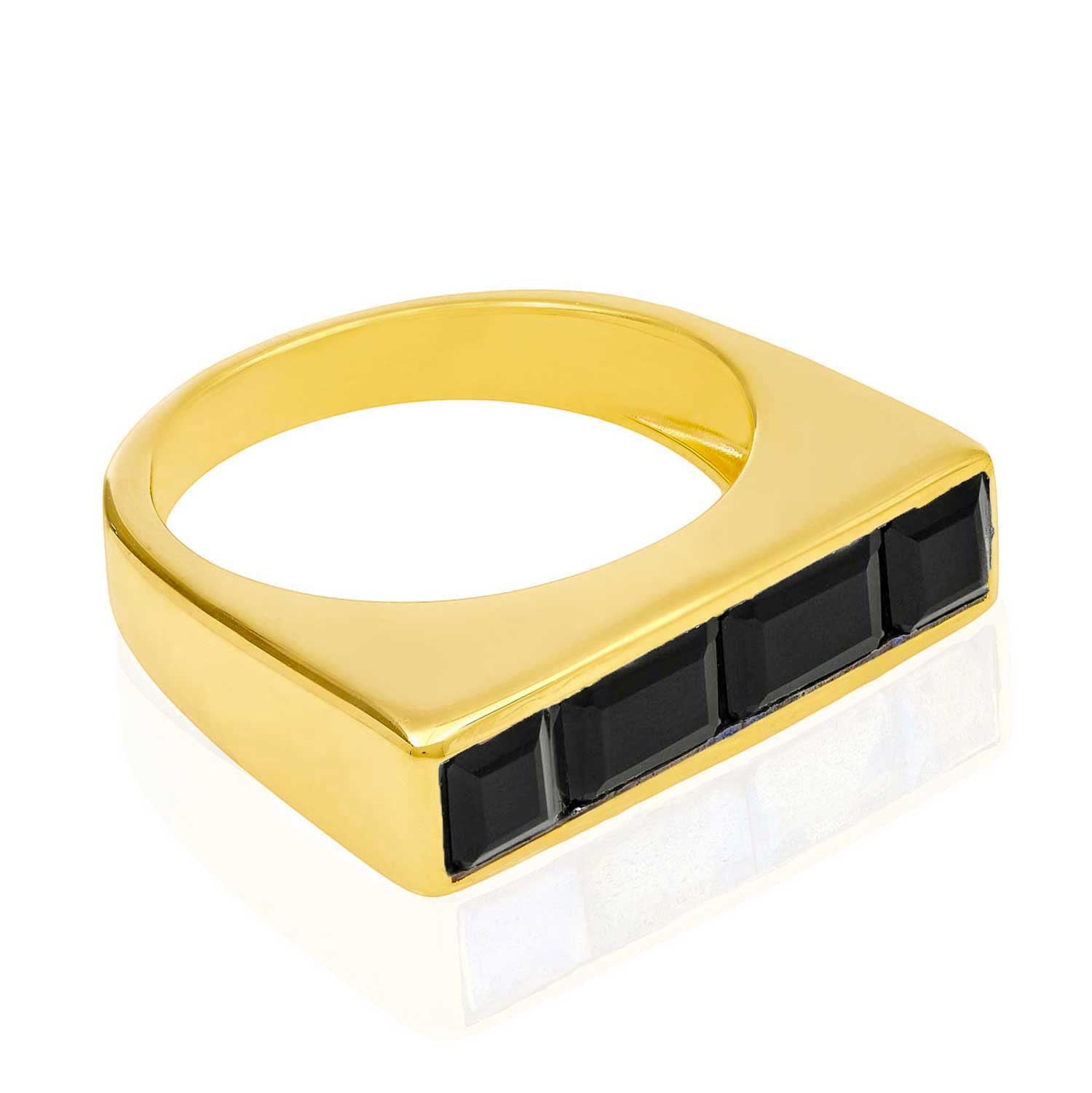 Equilibrium Gold Stacking Ring with Black Onyx