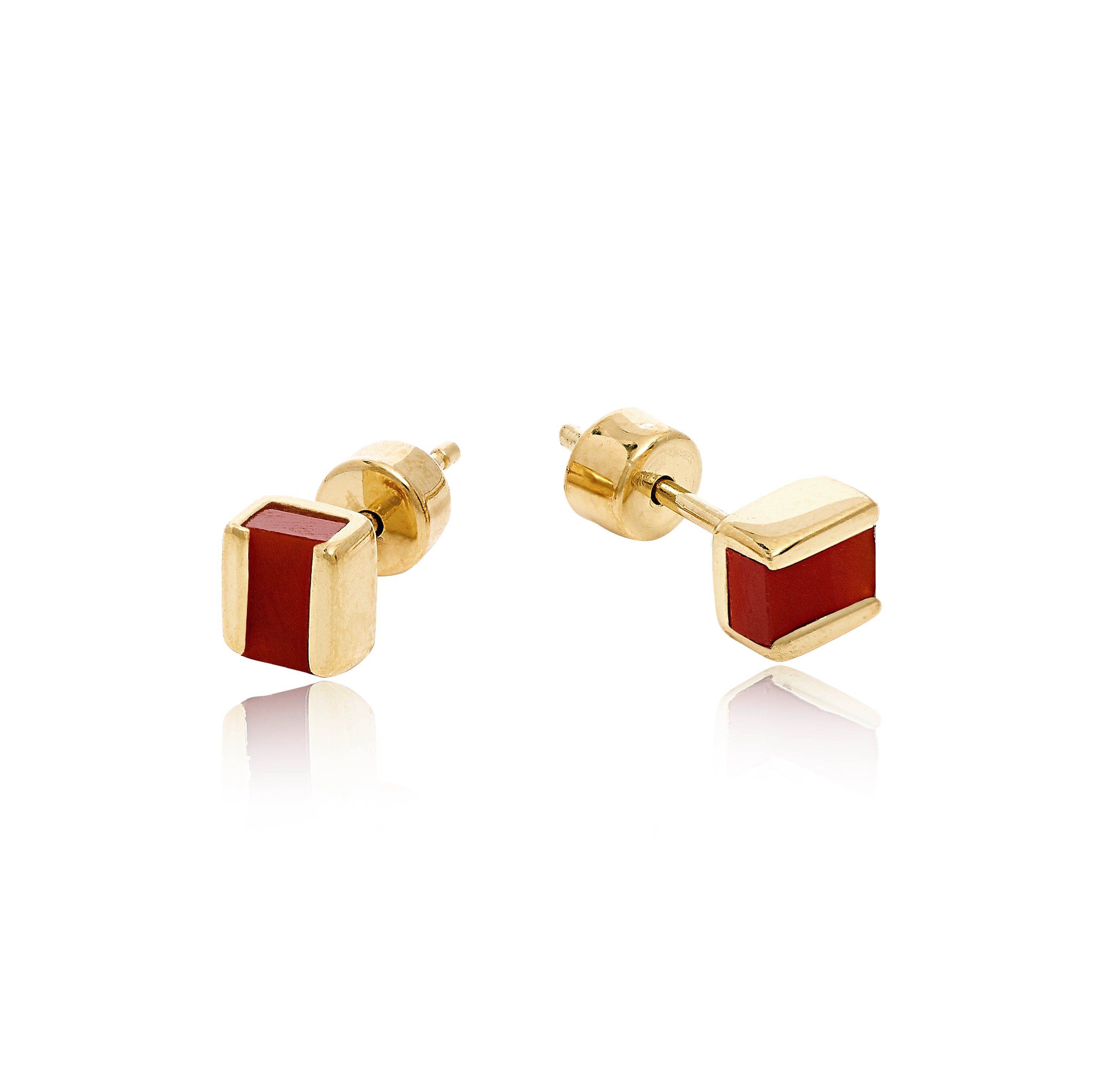 gold, vermeil, studs, red onyx, neola design
