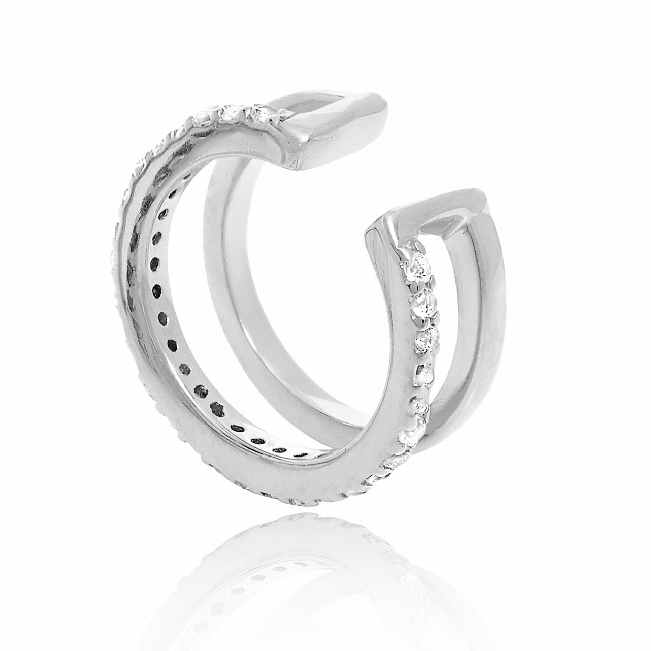 ear cuff silver white topaz handmade jewellery earring neola design