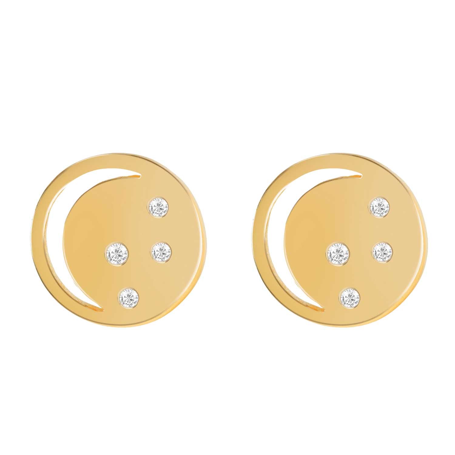 Gold vermeil eclipse studs, white topaz, unique British design
