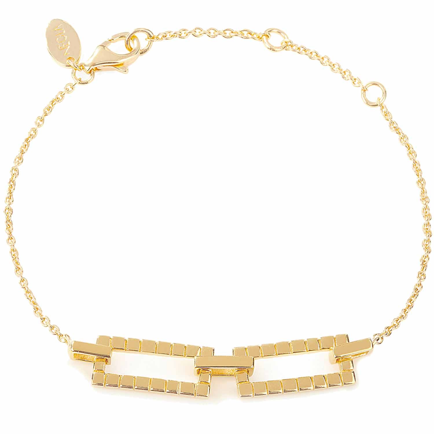 18ct gold vermeil set in sterling silver. Laura bracelet. Fine British jewellery ethically handmade. Geometric.