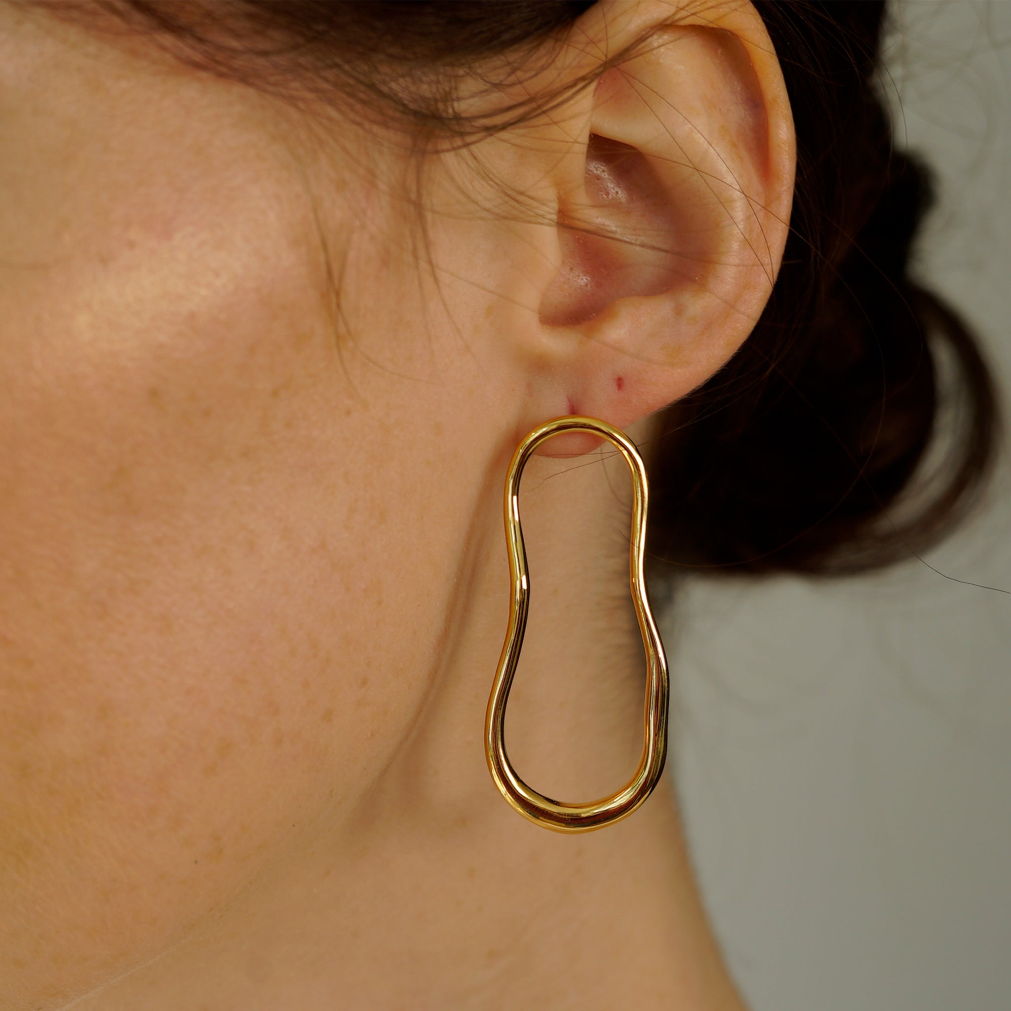 Gold Earrings Lava 18ct Gold Vermicel Front View