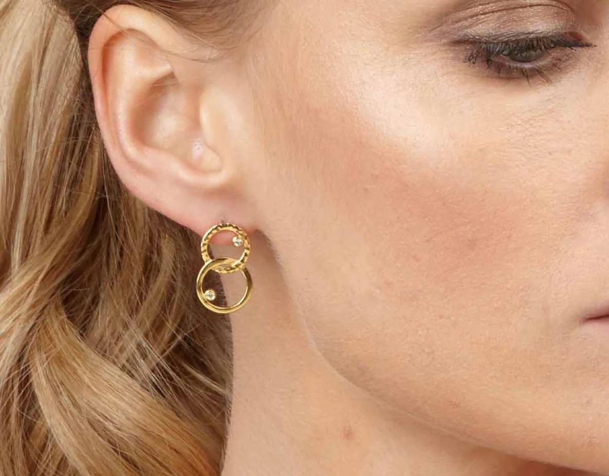 18K Gold Vermeil Circle Unity Earrings