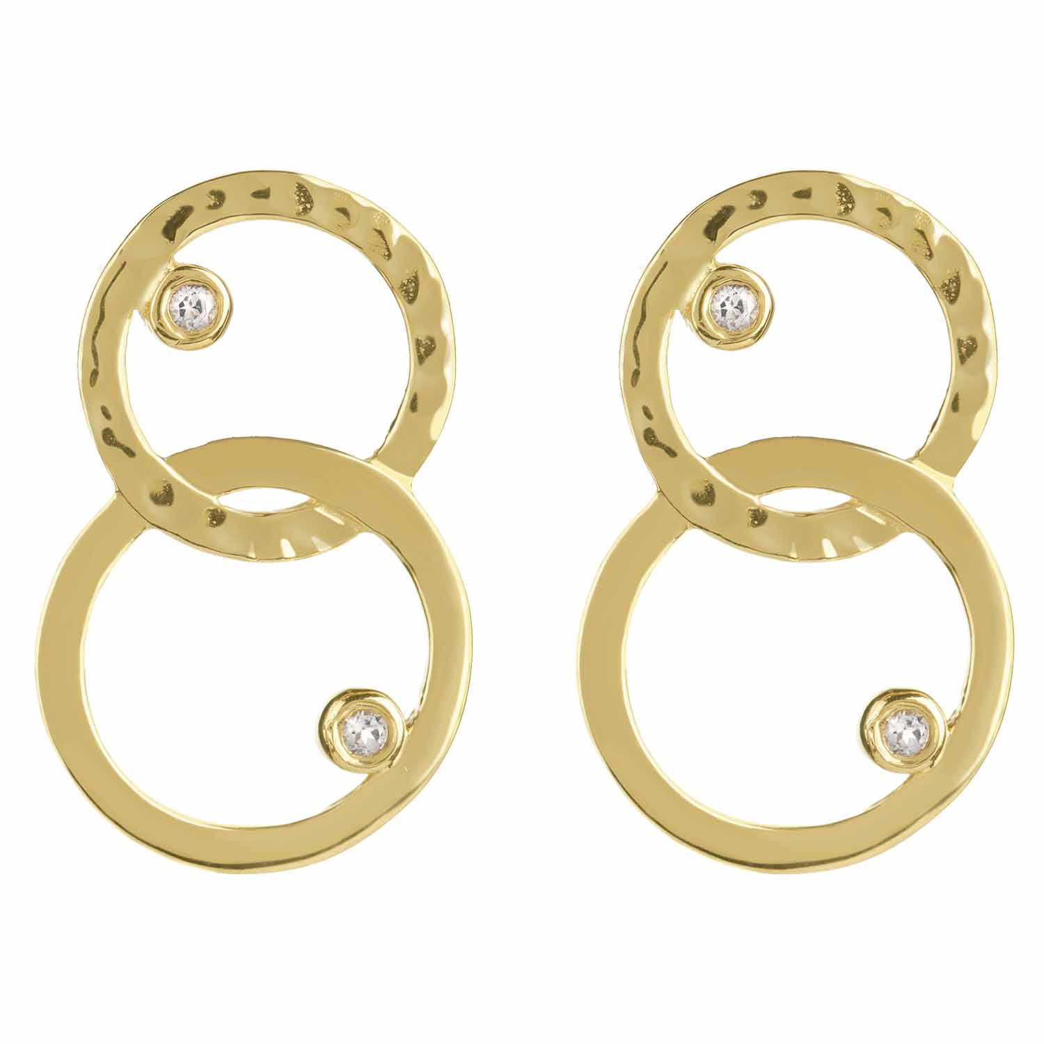 18ct gold vermeil set in sterling silver. unity earrings with white topaz. Fine British jewellery ethically handmade