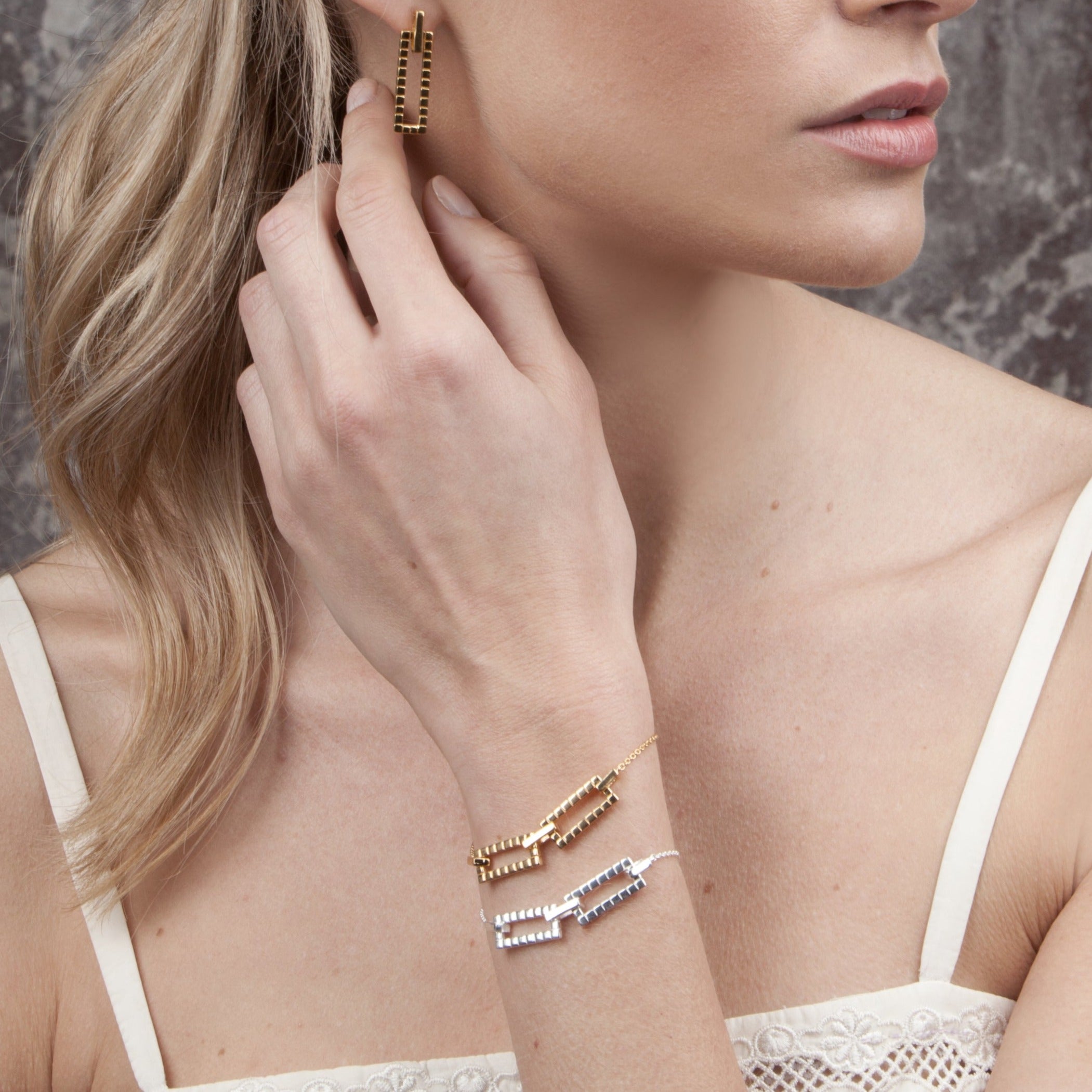 18ct Gold Vermeil Laura Gold Cube Bracelet