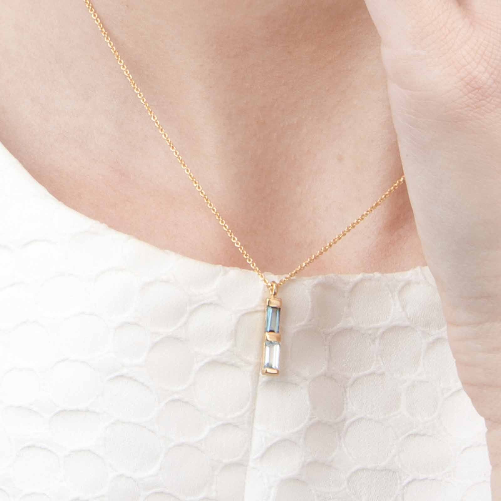 Gold Necklace 18ct gold vermeil set in sterling silver. Anais necklace with london and blue topaz