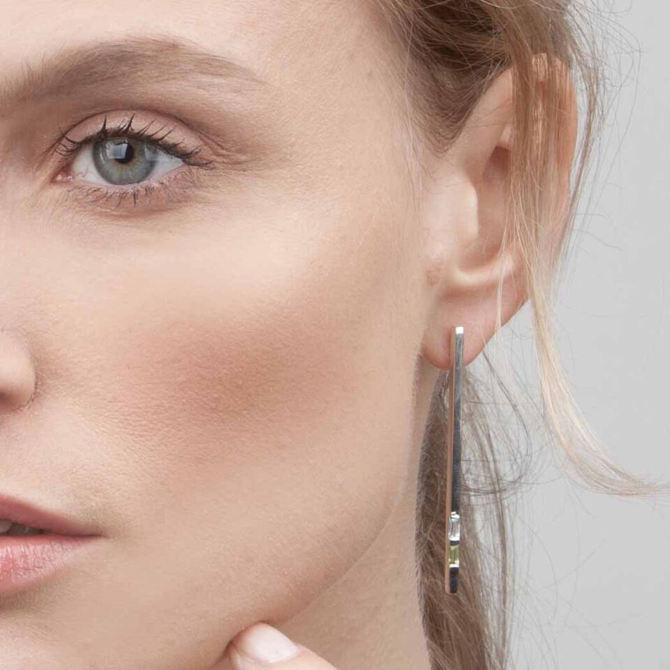 Sterling Silver Silver Earring Blue Topaz Anais