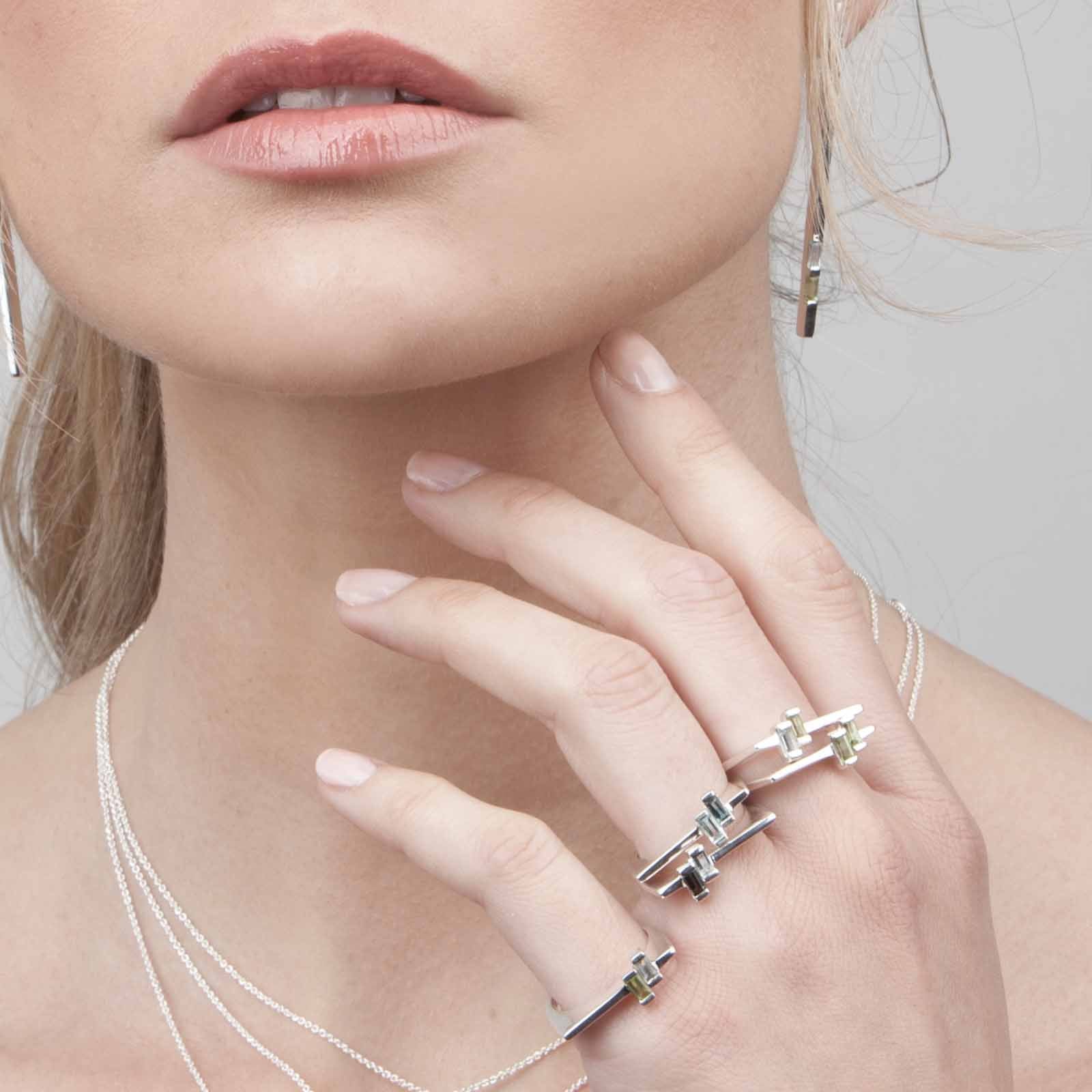 Silver Ring Peridot Anais, Stacking Rings, Silver Minimalist Rings, Silver Minimalist Rings