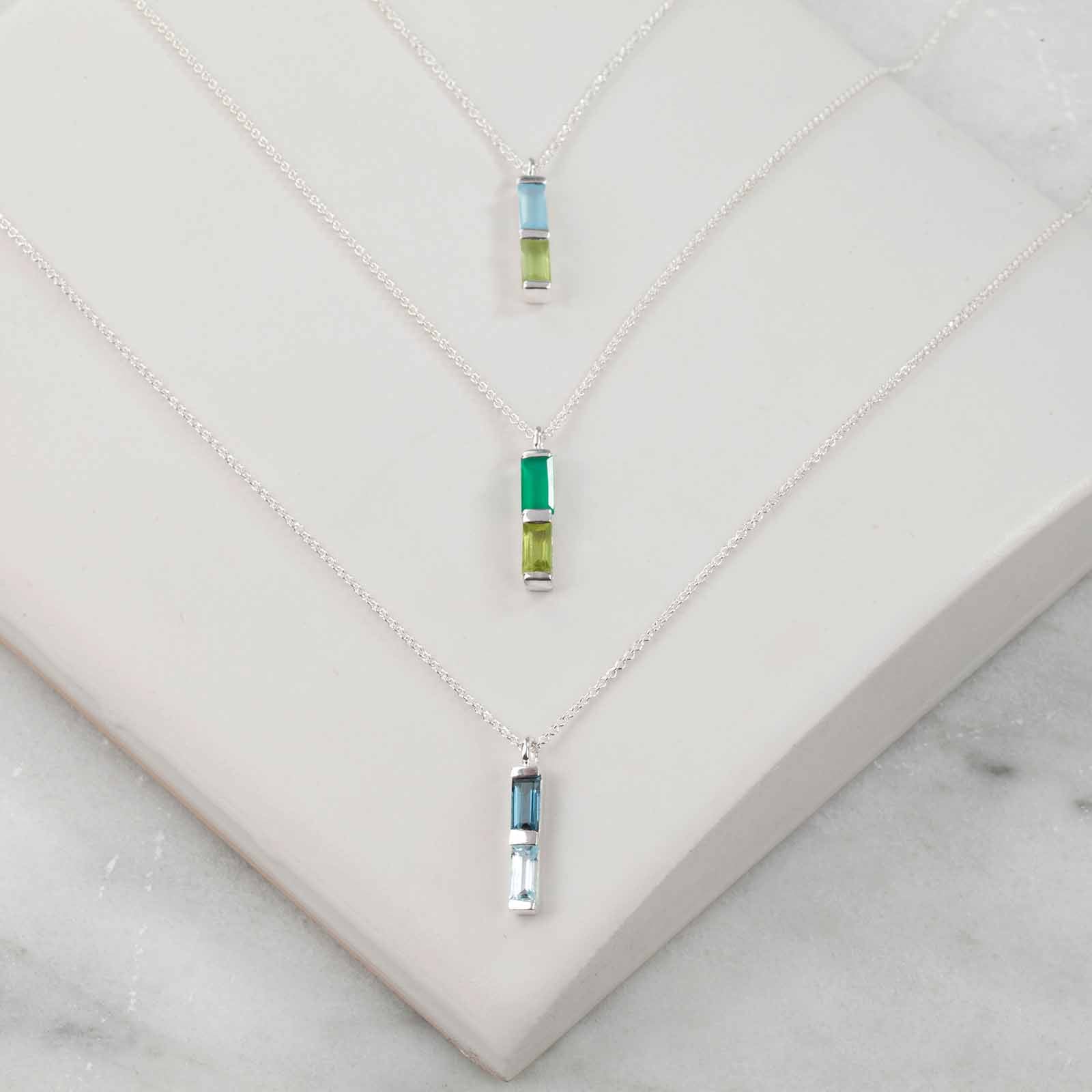 Silver Necklace Blue Topaz Anais