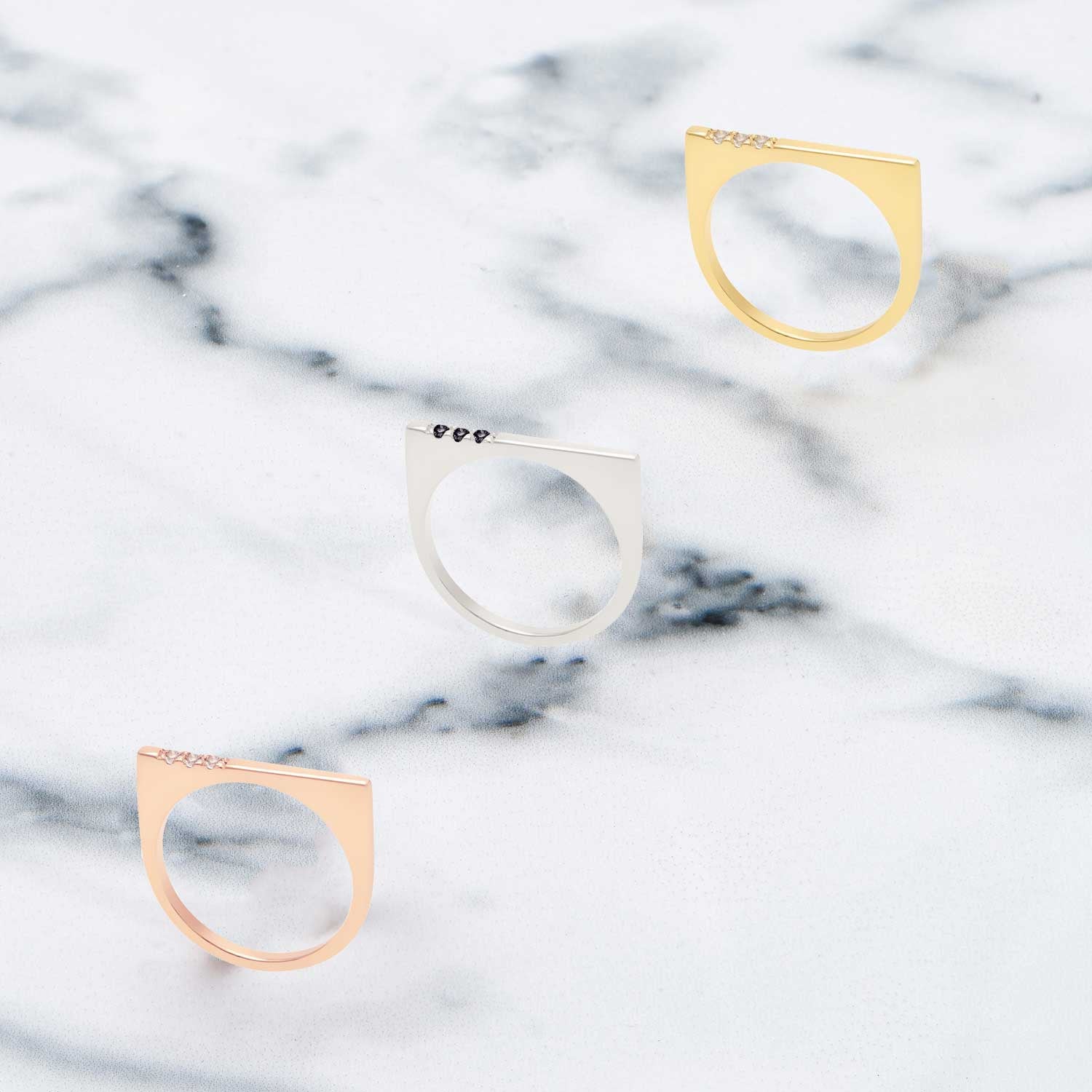 Rose Gold Stacking Ring with White Topaz
