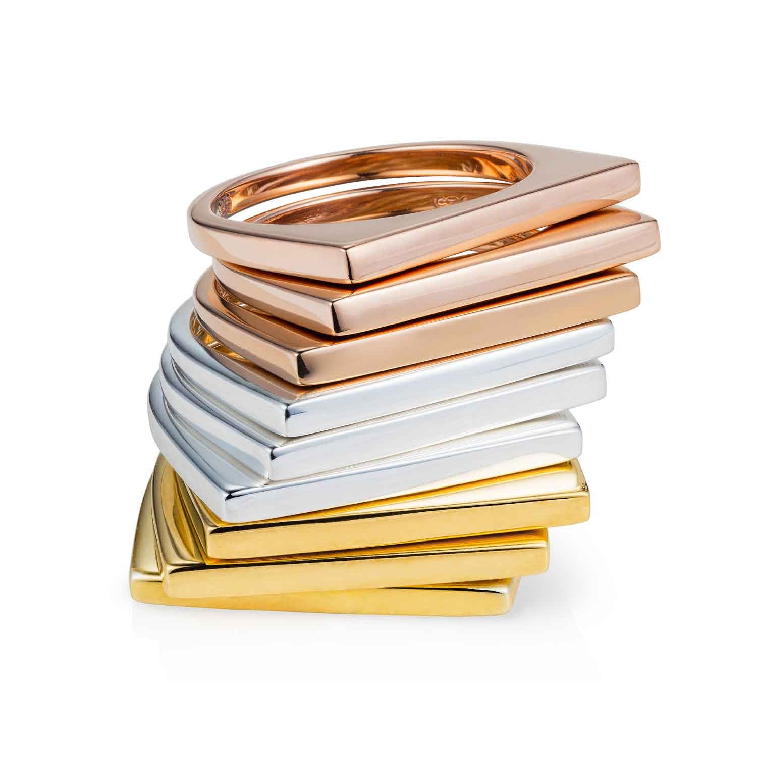 Silver Geometric Stacking Ring