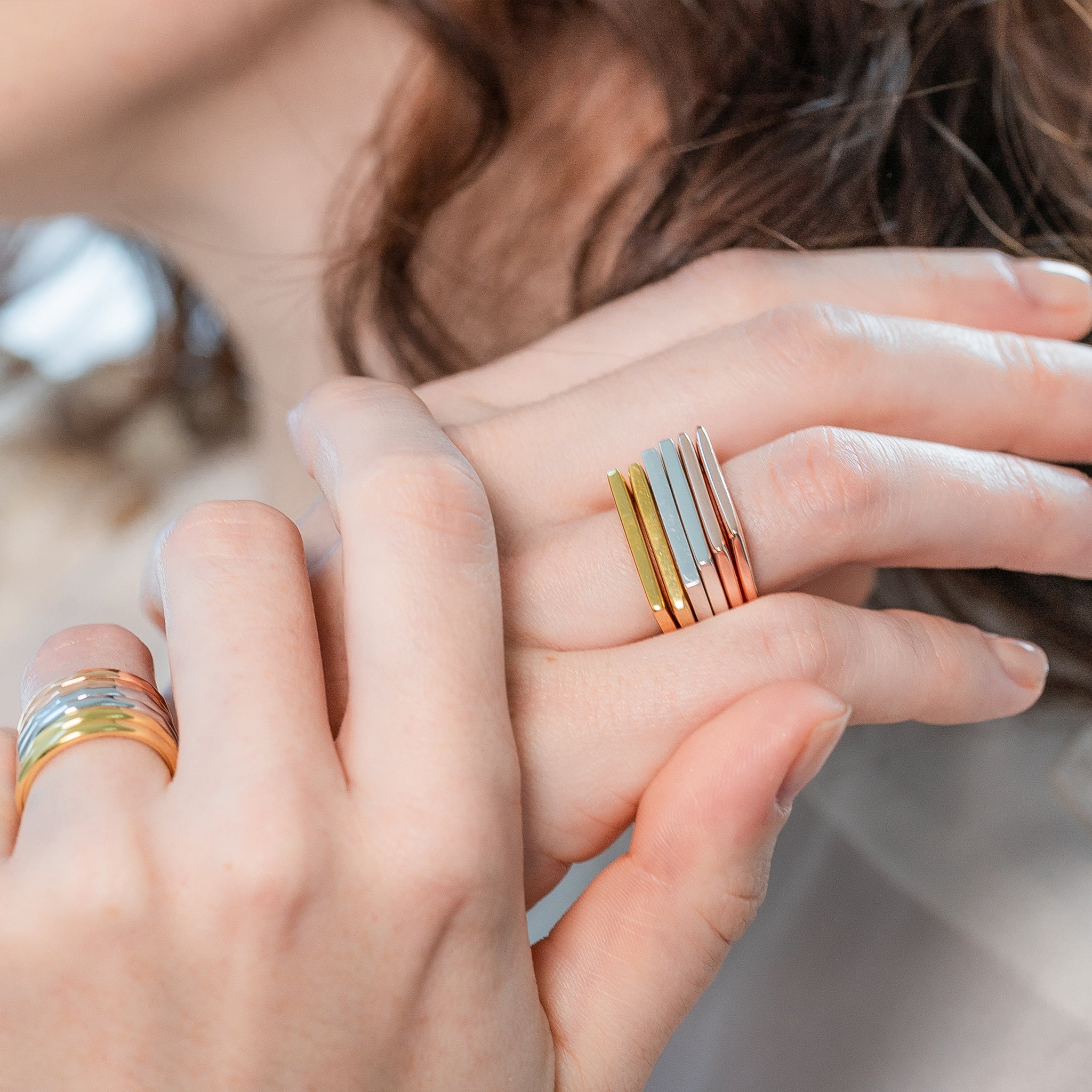 18ct Rose Gold Minerva Stacked Ring